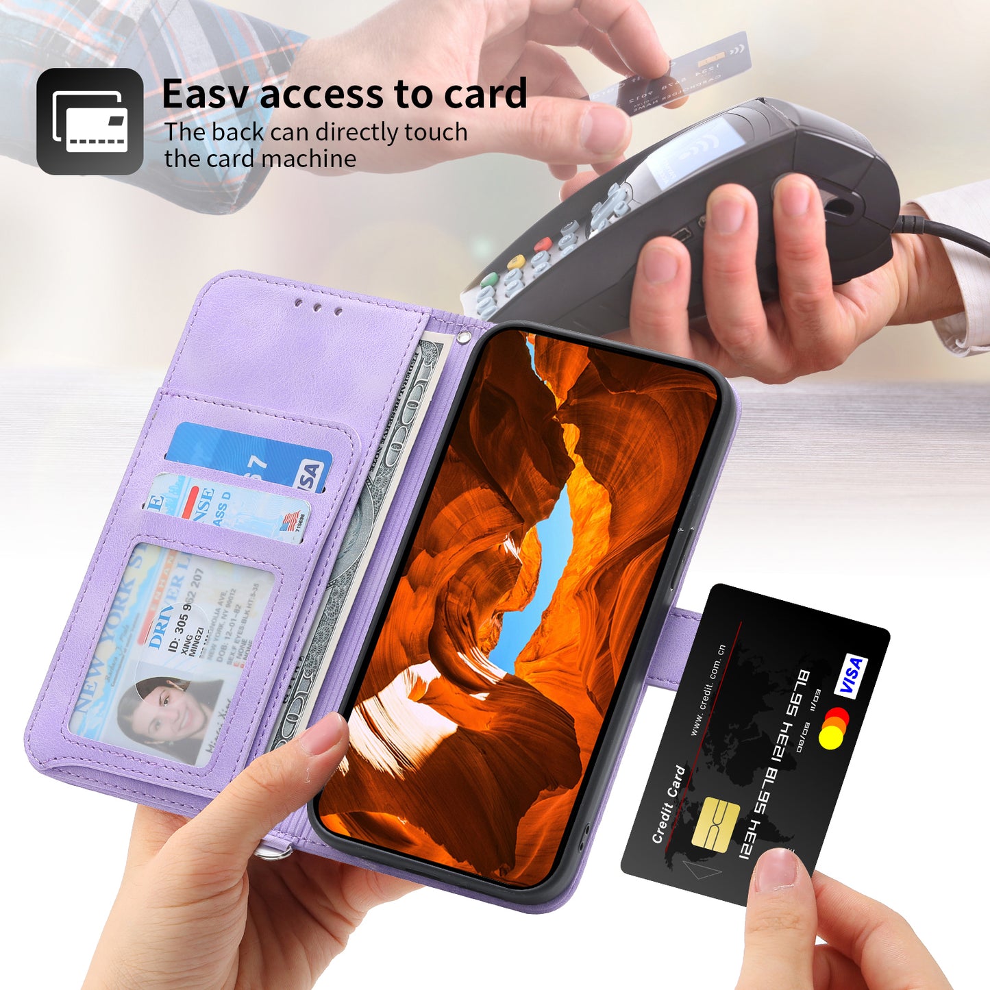 For Realme 12 / 12x 5G Wallet Phone Case Flower Imprinted PU Leather Cover Wholesale Cell Phone Accessories - Light Purple