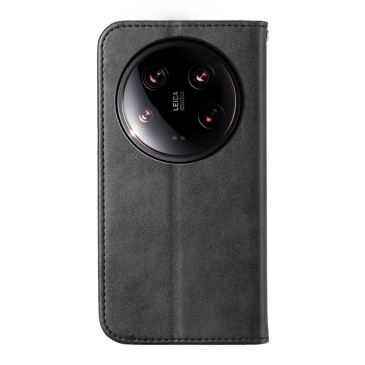 For Xiaomi 14 Ultra Case PU Leather Rhombus Imprinted Pattern Wallet Phone Cover - Black
