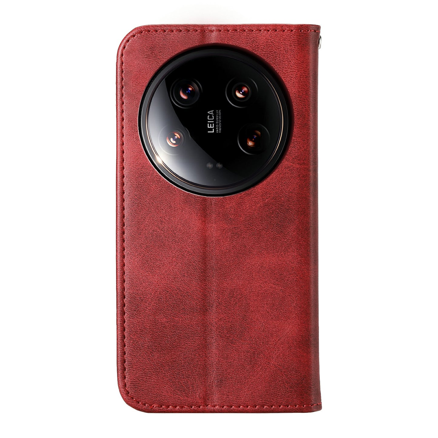 For Xiaomi 14 Ultra Case PU Leather Rhombus Imprinted Pattern Wallet Phone Cover - Red