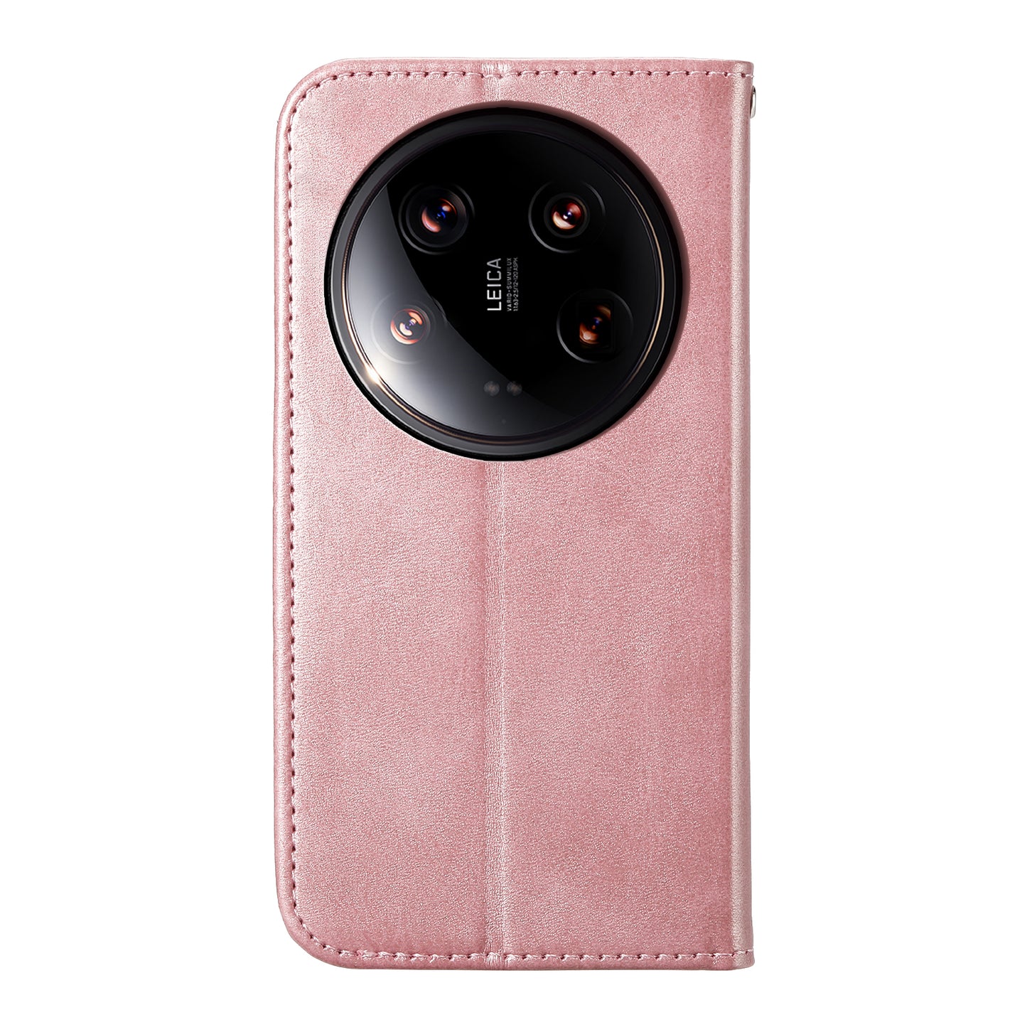 For Xiaomi 14 Ultra Case PU Leather Rhombus Imprinted Pattern Wallet Phone Cover - Rose Gold
