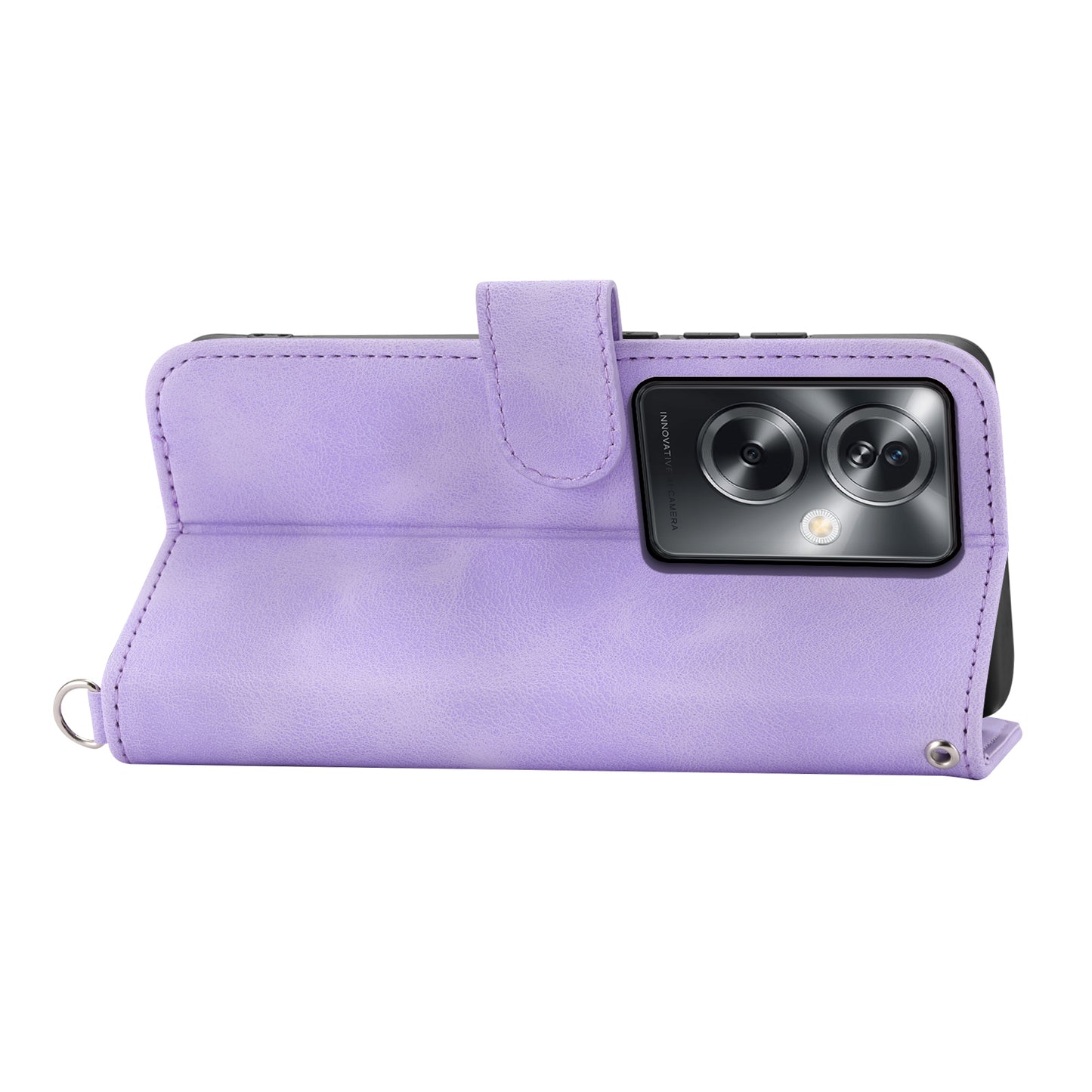 For Oppo A2 5G Wallet Case Flower Pattern PU Leather Wallet Phone Cover with Shoulder Strap - Light Purple
