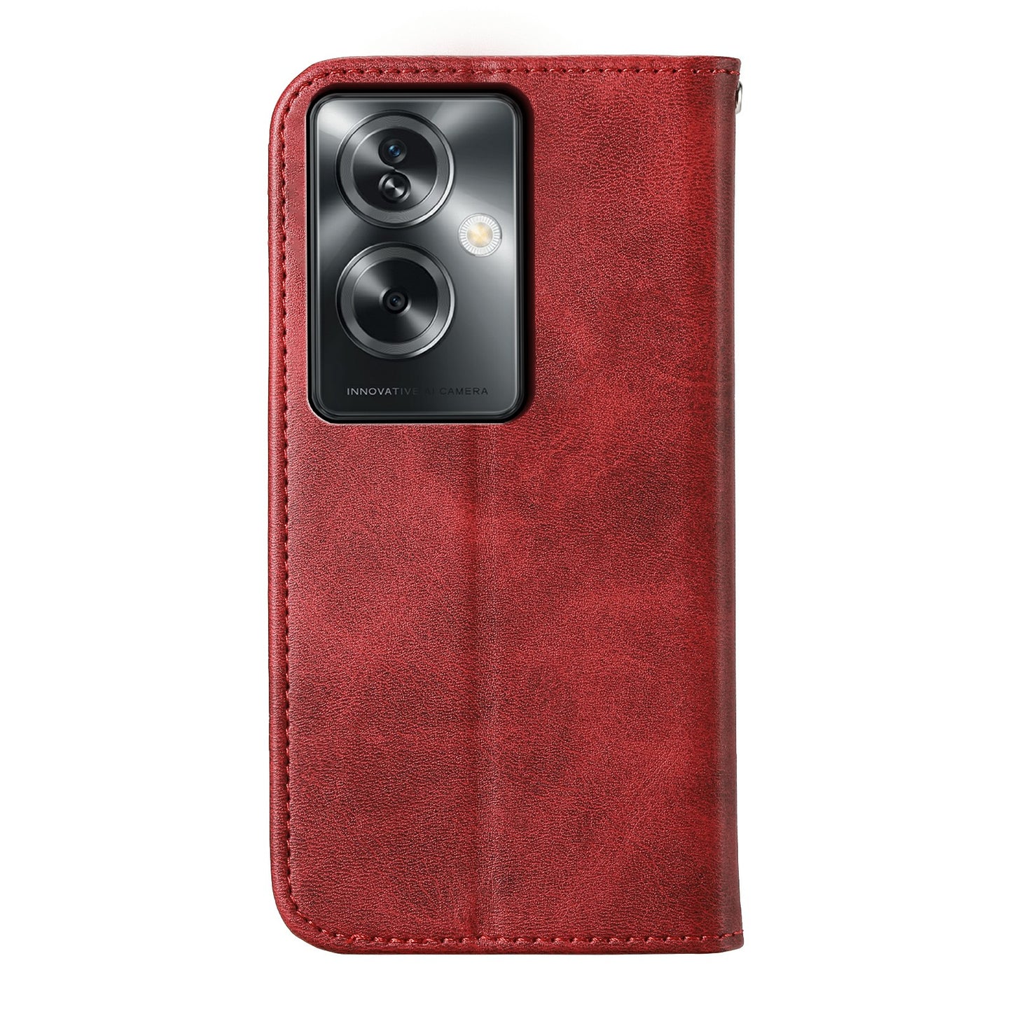 For Oppo A2 5G Case PU Leather Rhombus Imprinted Pattern Wallet Phone Cover - Red