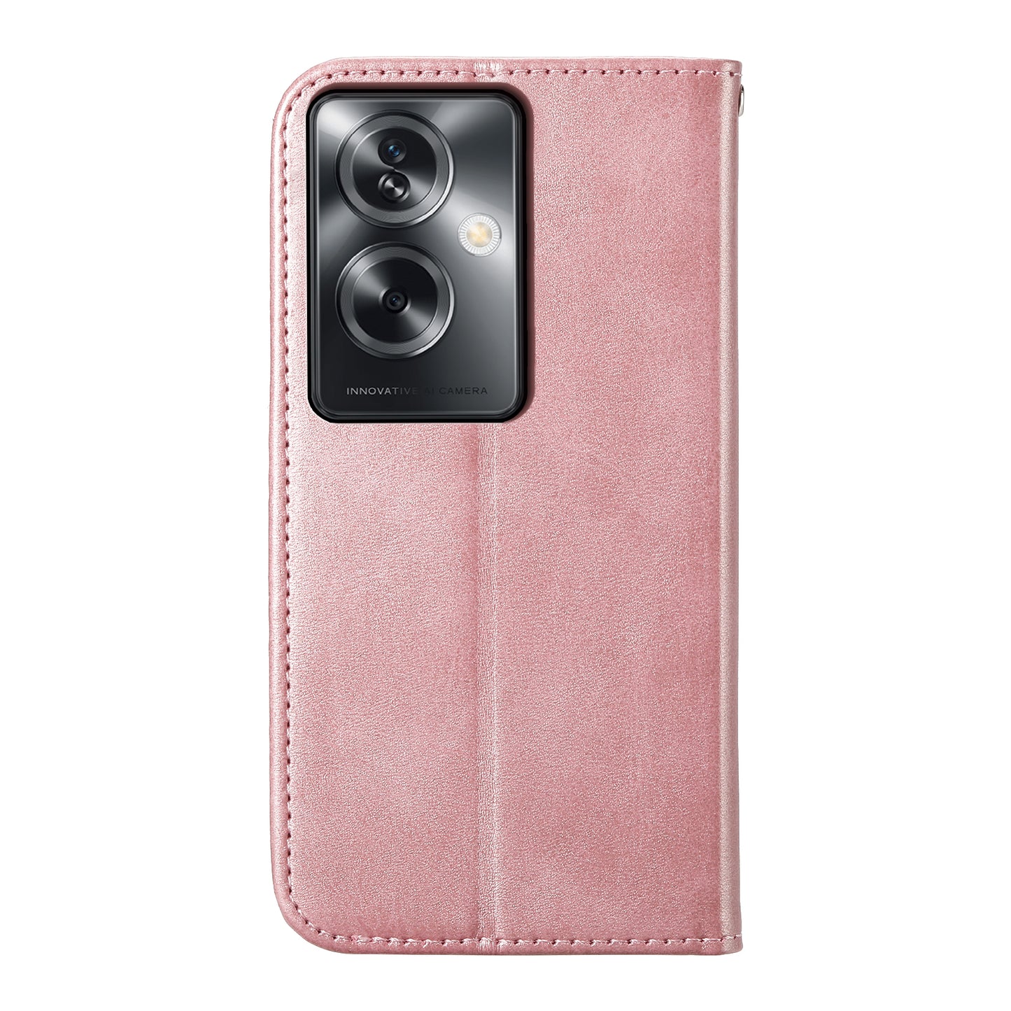 For Oppo A2 5G Case PU Leather Rhombus Imprinted Pattern Wallet Phone Cover - Rose Gold