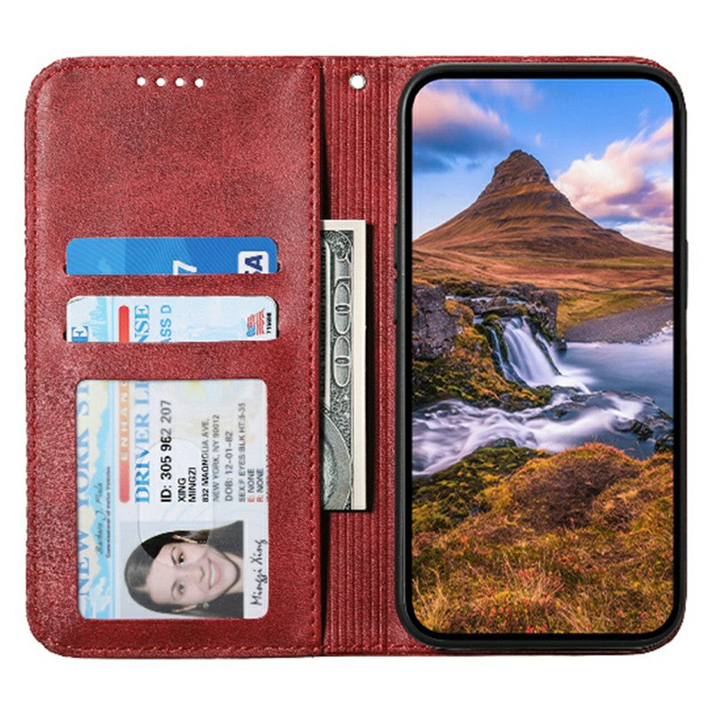 For Samsung Galaxy M62 Wallet Phone Case Rhombus Imprinted Pattern PU Leather Flip Cover - Red