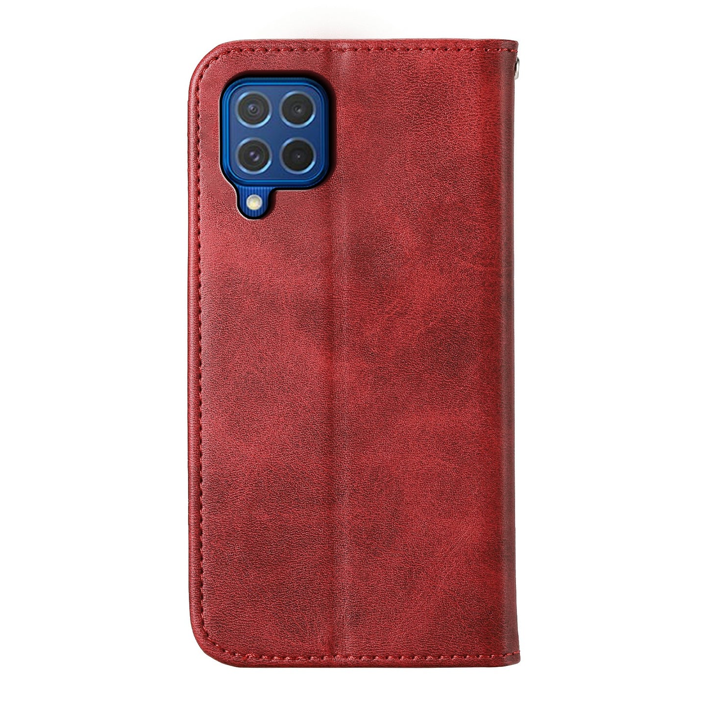For Samsung Galaxy M62 Wallet Phone Case Rhombus Imprinted Pattern PU Leather Flip Cover - Red