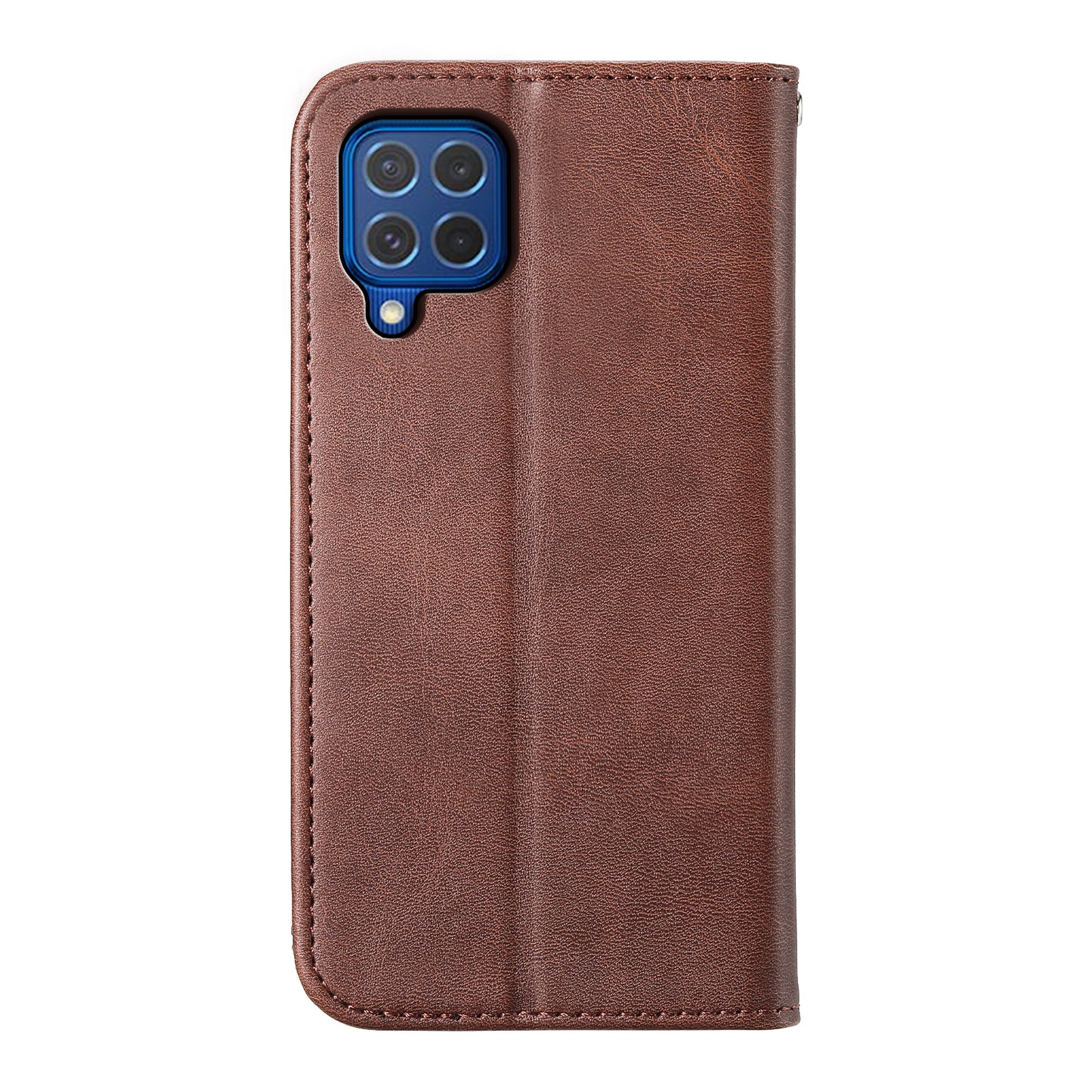 For Samsung Galaxy M62 Wallet Phone Case Rhombus Imprinted Pattern PU Leather Flip Cover - Brown