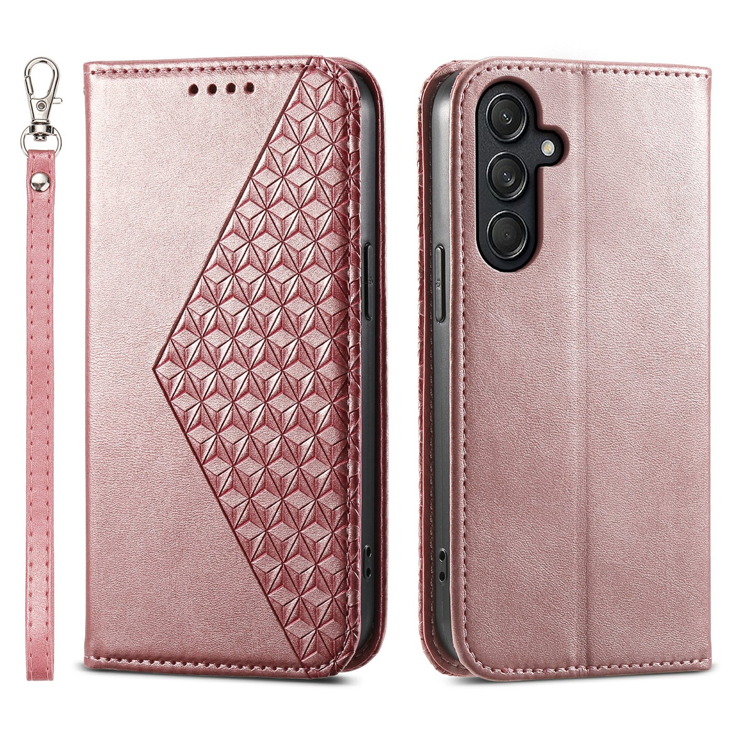 For Samsung Galaxy M55 5G Case PU Leather Wallet Phone Cover Mobile Accessories Wholesale - Rose Gold