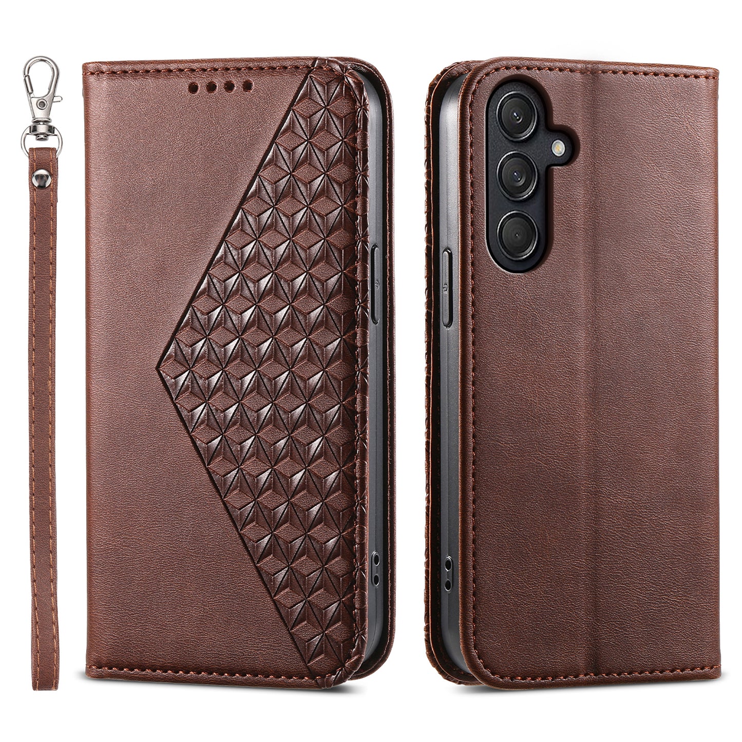 For Samsung Galaxy M55 5G Case PU Leather Wallet Phone Cover Mobile Accessories Wholesale - Brown