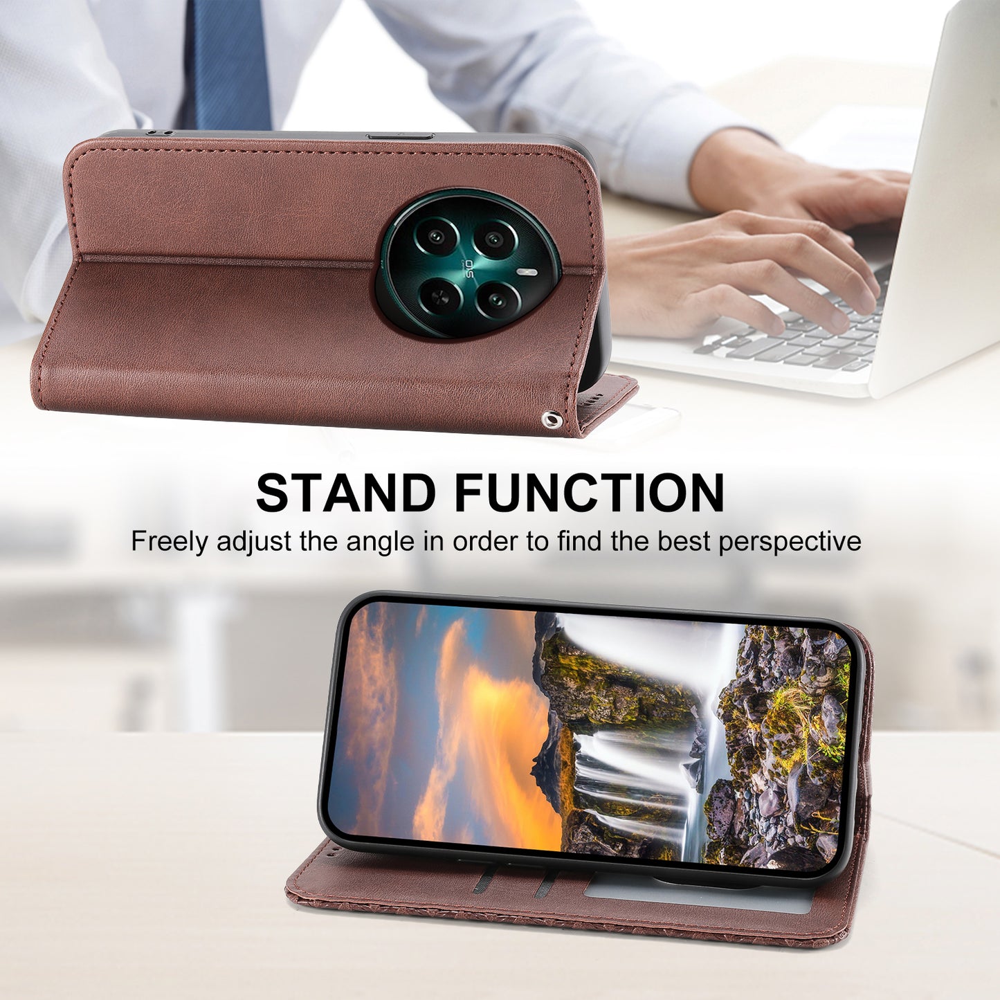 For Realme 12+ 5G / Narzo 70 Pro 5G Wallet Case PU Leather Phone Cover Mobile Accessories Wholesale - Brown