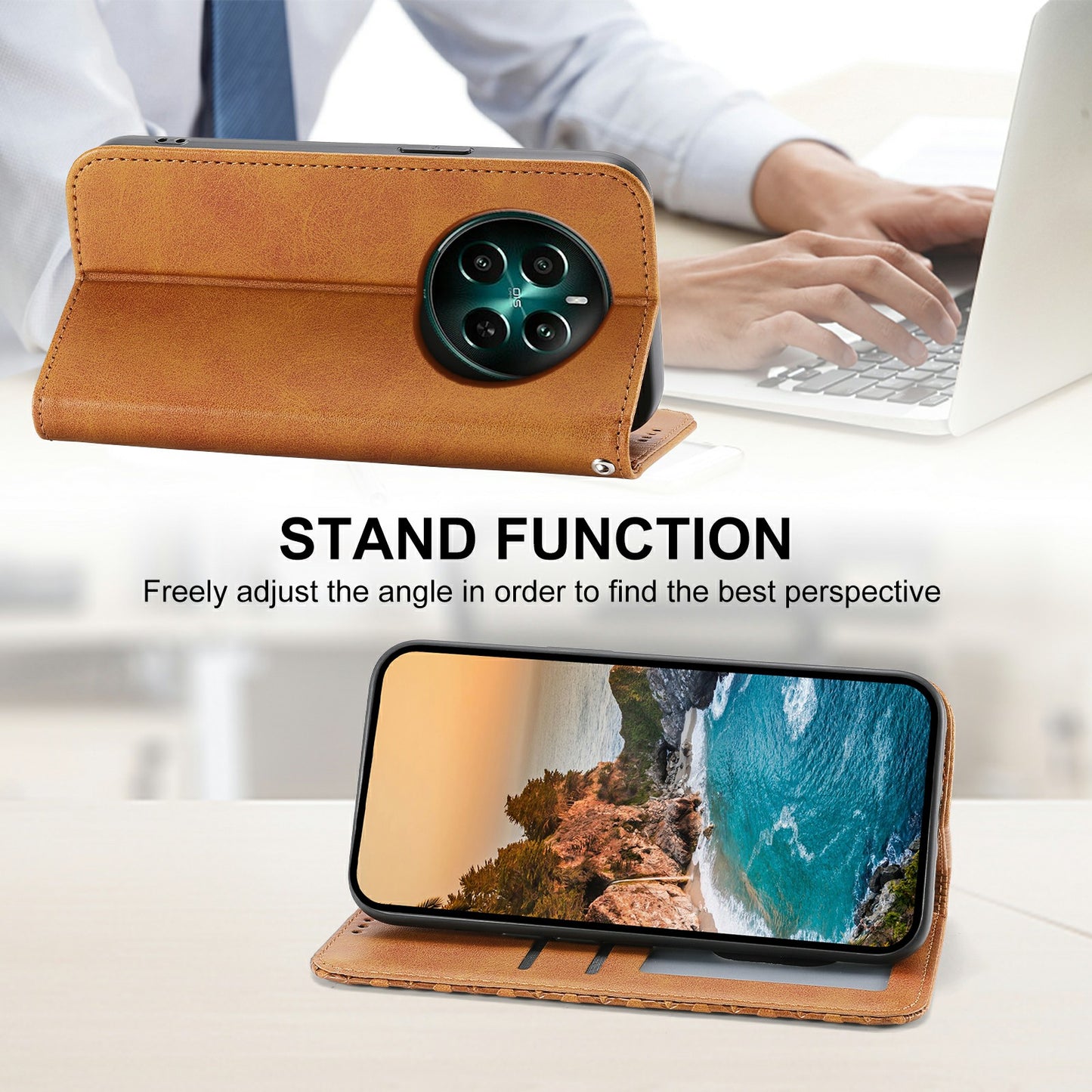 For Realme 12+ 5G / Narzo 70 Pro 5G Wallet Case PU Leather Phone Cover Mobile Accessories Wholesale - Yellow