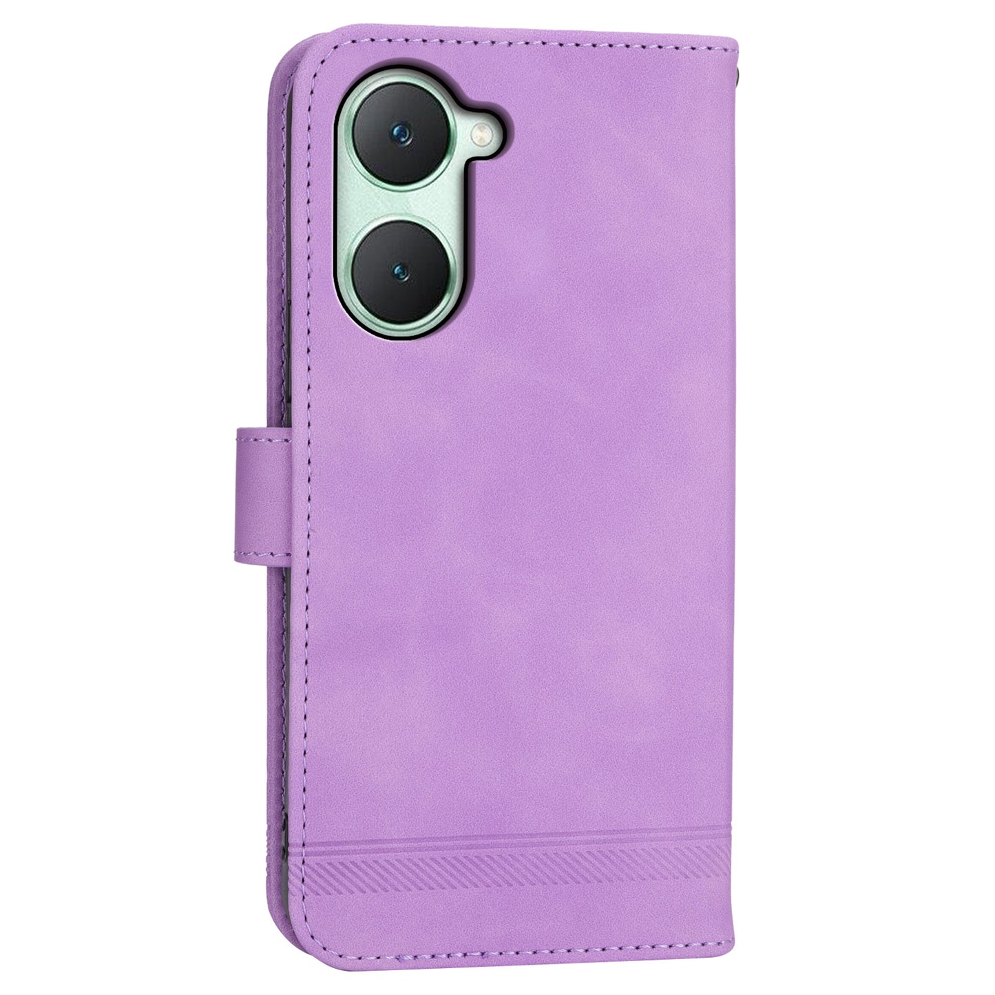 DIERFENG DF-03 Flip Cover for vivo Y03 Shell Lines Imprinted Wallet Stand Mobile Phone Case - Purple
