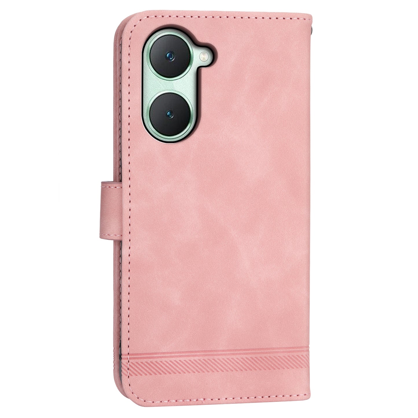 DIERFENG DF-03 Flip Cover for vivo Y03 Shell Lines Imprinted Wallet Stand Mobile Phone Case - Pink