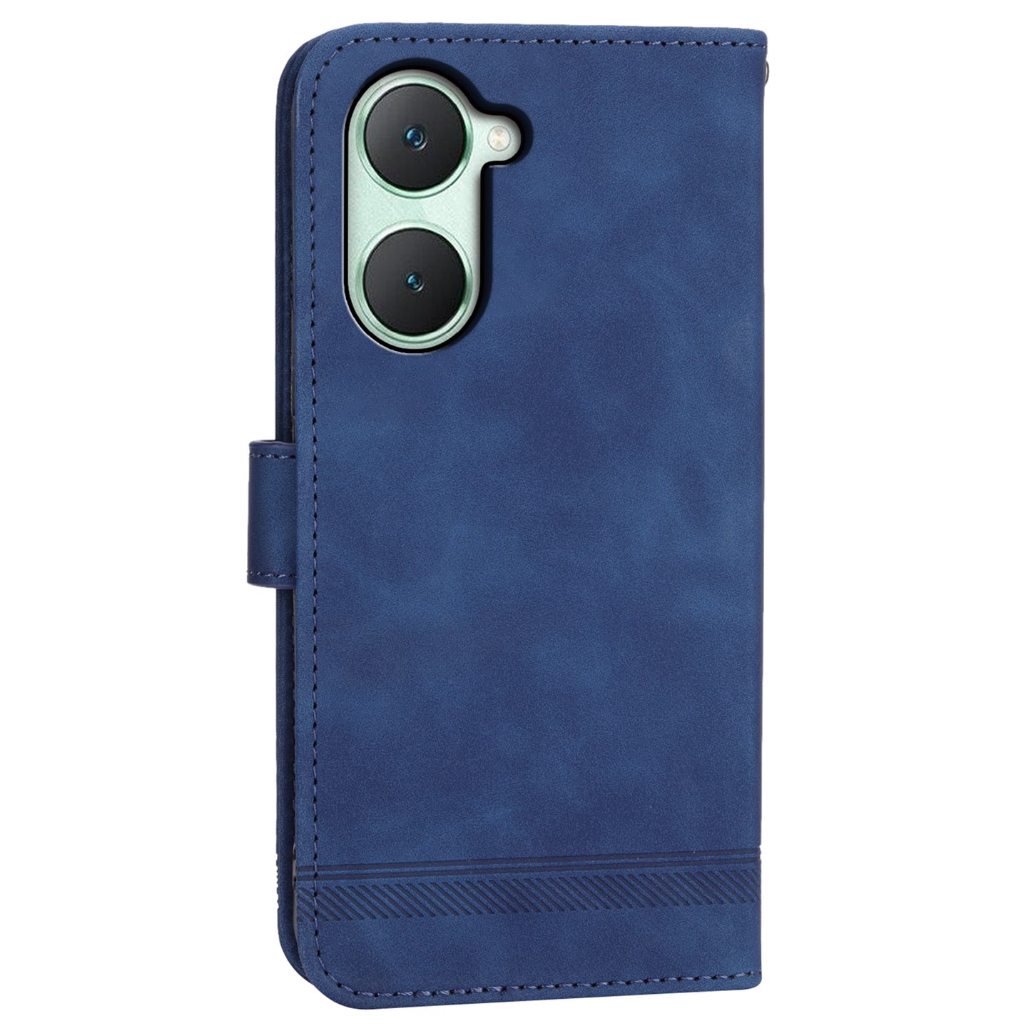 DIERFENG DF-03 Flip Cover for vivo Y03 Shell Lines Imprinted Wallet Stand Mobile Phone Case - Blue