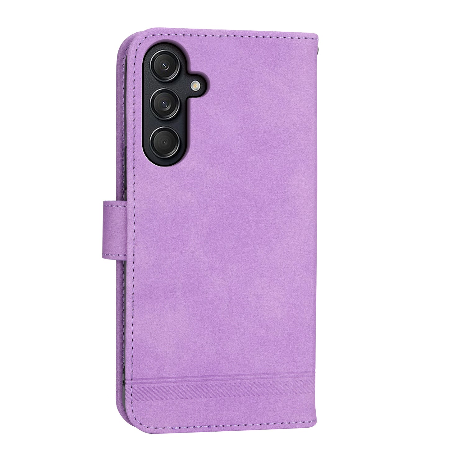 DIERFENG DF-03 For Samsung Galaxy M55 5G Wallet Case Lines Imprinted Leather Phone Cover - Purple