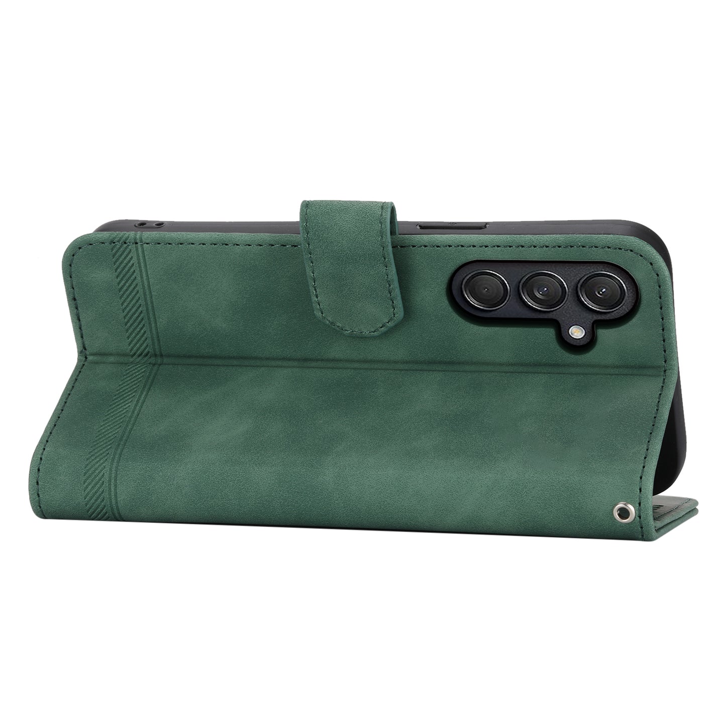 DIERFENG DF-03 For Samsung Galaxy M55 5G Wallet Case Lines Imprinted Leather Phone Cover - Green