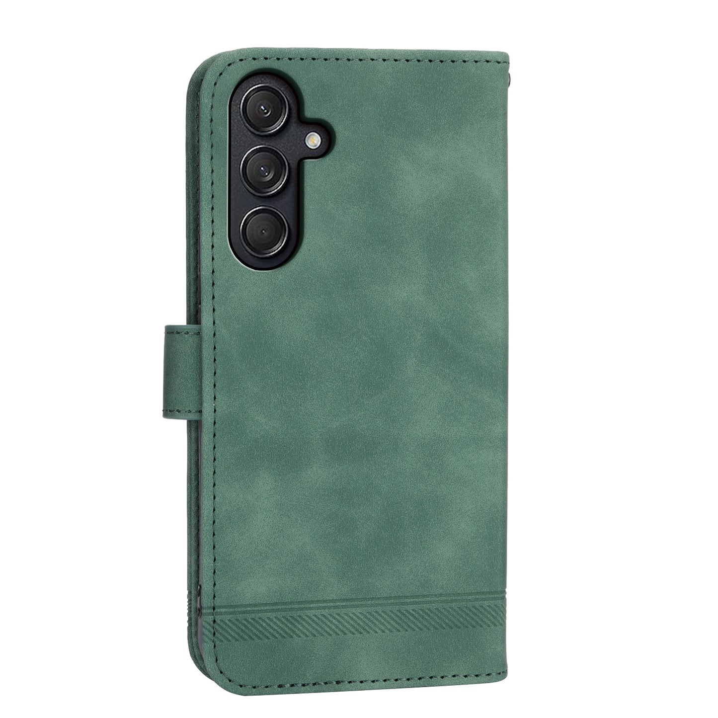 DIERFENG DF-03 For Samsung Galaxy M55 5G Wallet Case Lines Imprinted Leather Phone Cover - Green