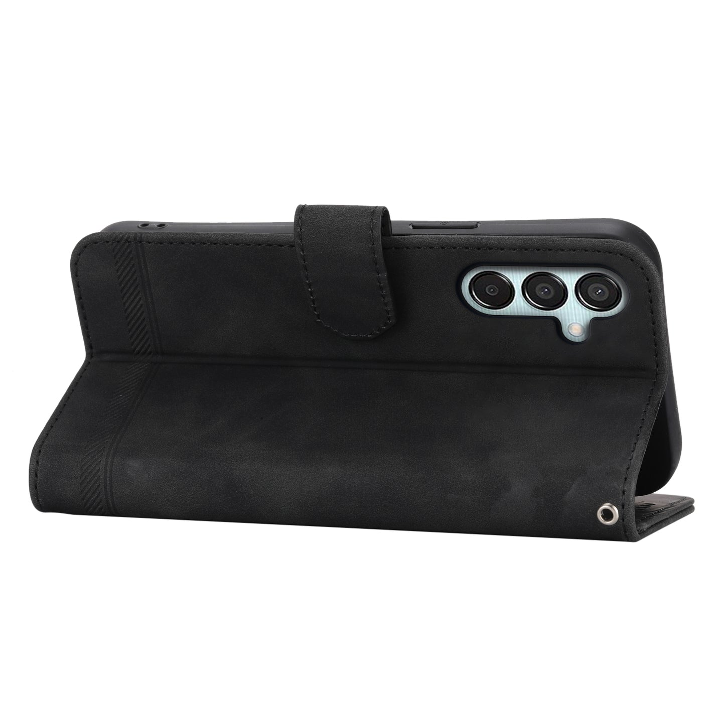 DIERFENG DF-03 Flip Stand Cover for Samsung Galaxy M15 5G / F15 5G Cases Imprinted Card Holder Shell - Black