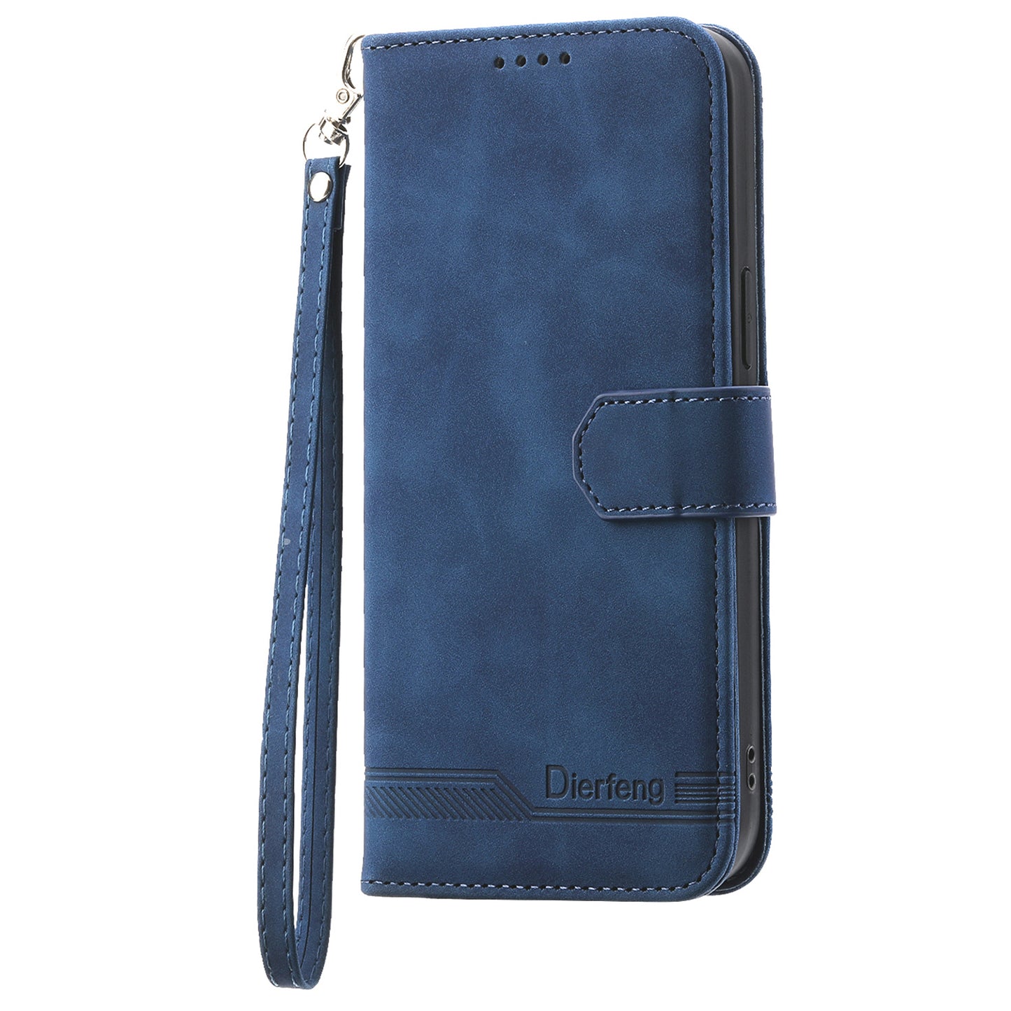 DIERFENG DF-03 Phone Stand Cover for Oppo A2 5G / A79 5G Shell Lines Imprinted Leather Case - Blue