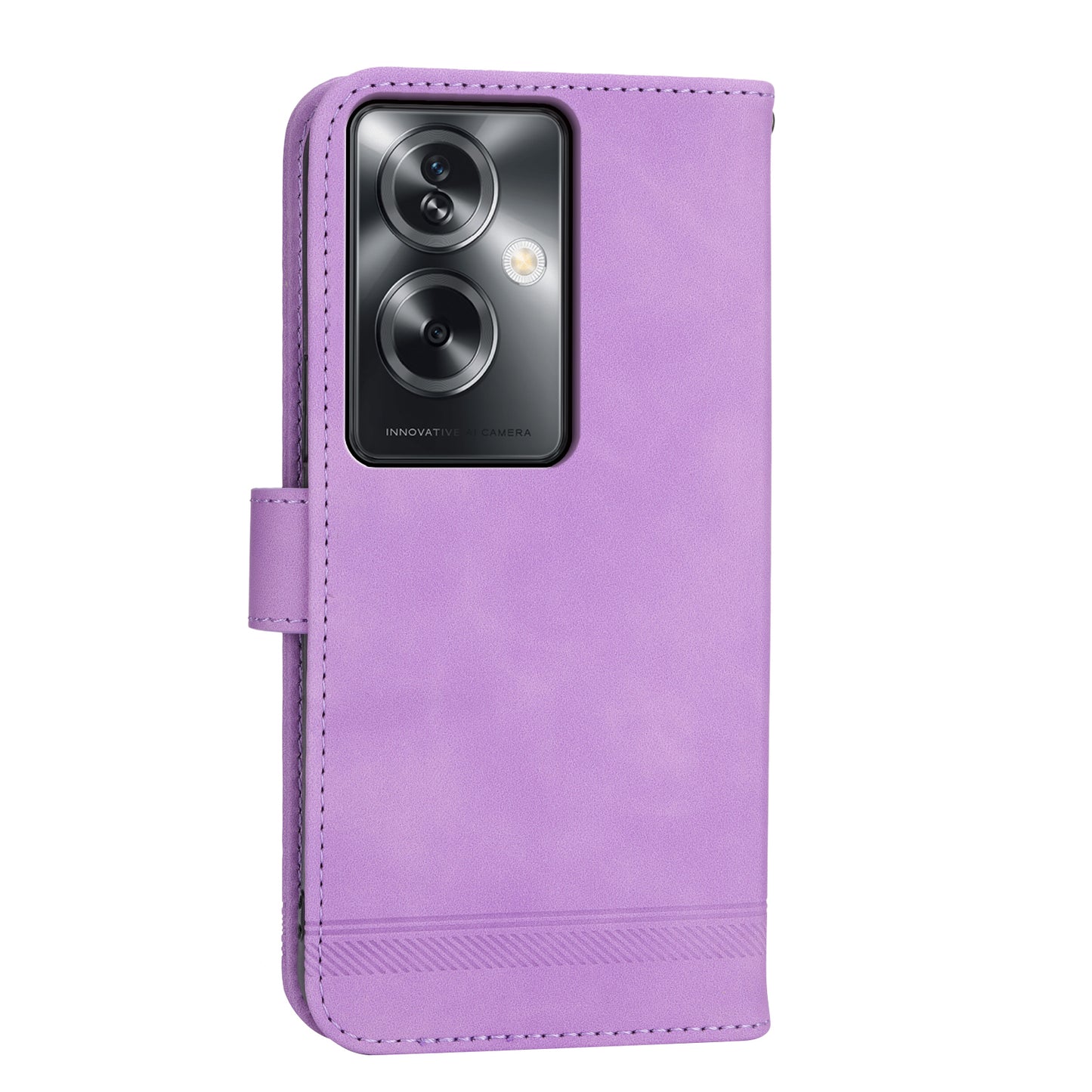 DIERFENG DF-03 Phone Stand Cover for Oppo A2 5G / A79 5G Shell Lines Imprinted Leather Case - Purple