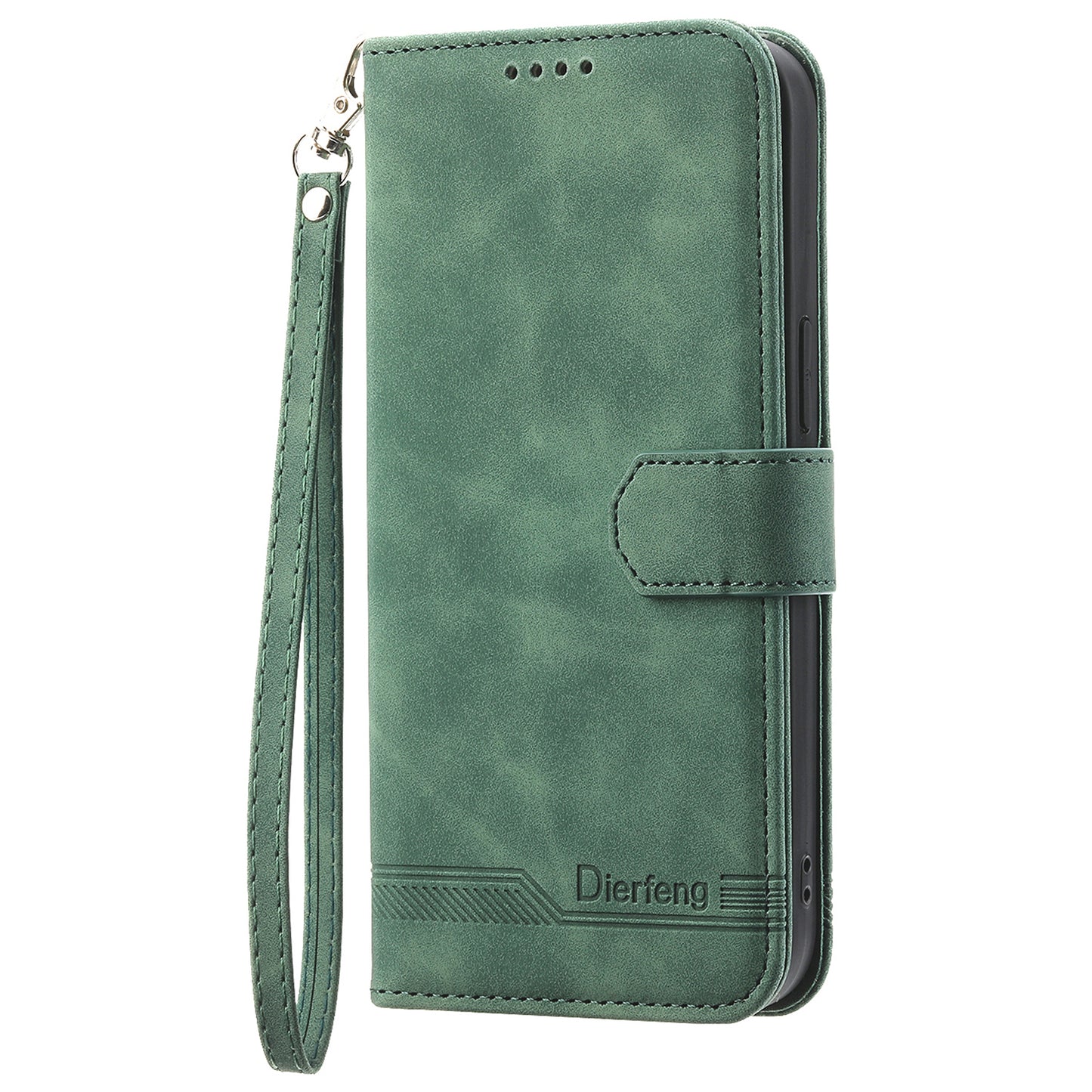 DIERFENG DF-03 Phone Stand Cover for Oppo A2 5G / A79 5G Shell Lines Imprinted Leather Case - Green