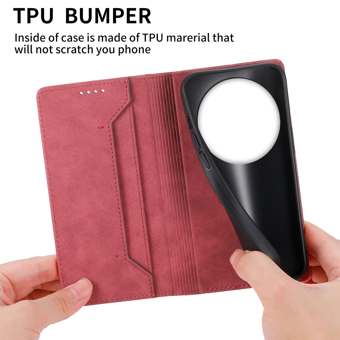 DF-05 For Xiaomi 14 Ultra Case Shockproof PU Leather Business Phone Cover with Stand Function - Red