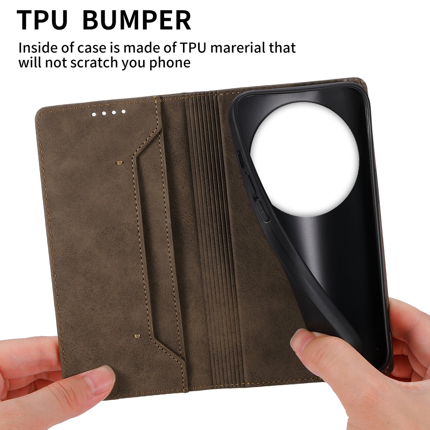 DF-05 For Xiaomi 14 Ultra Case Shockproof PU Leather Business Phone Cover with Stand Function - Brown