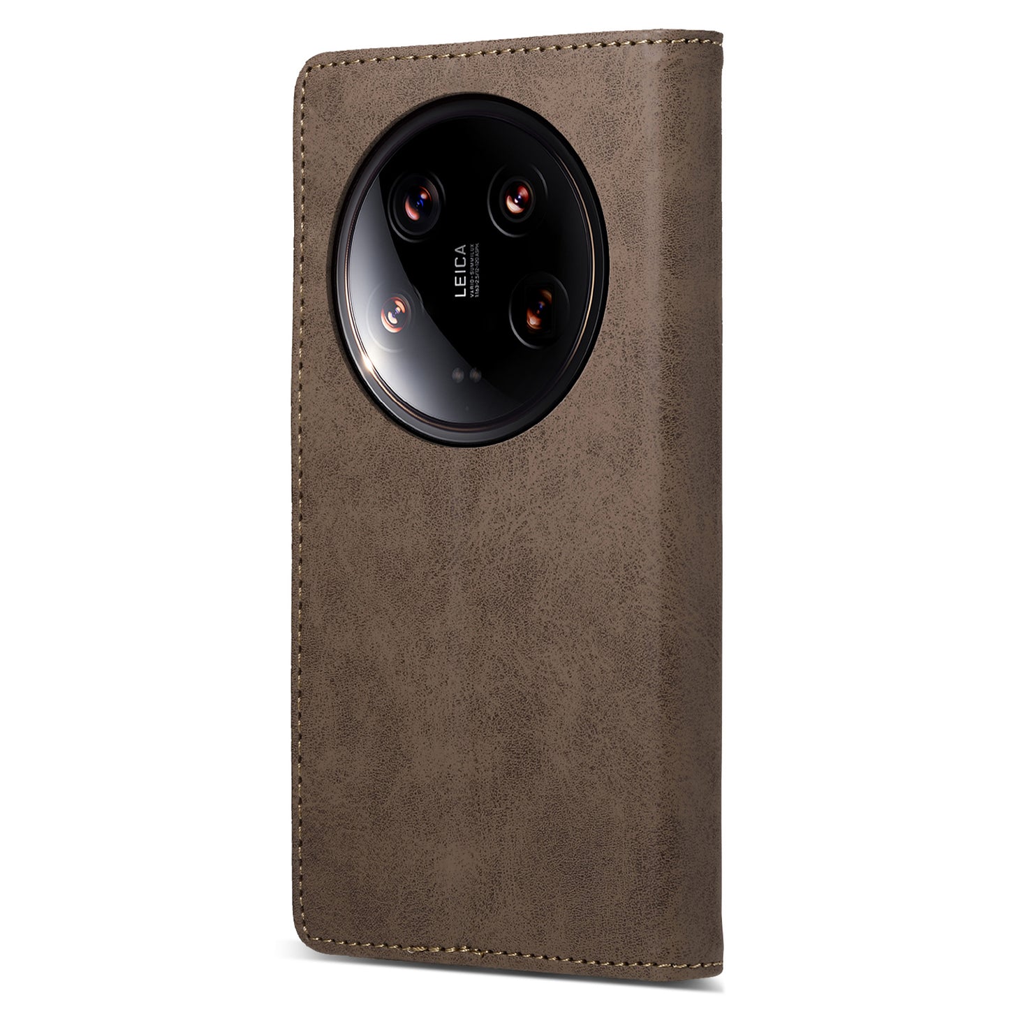 DF-05 For Xiaomi 14 Ultra Case Shockproof PU Leather Business Phone Cover with Stand Function - Brown