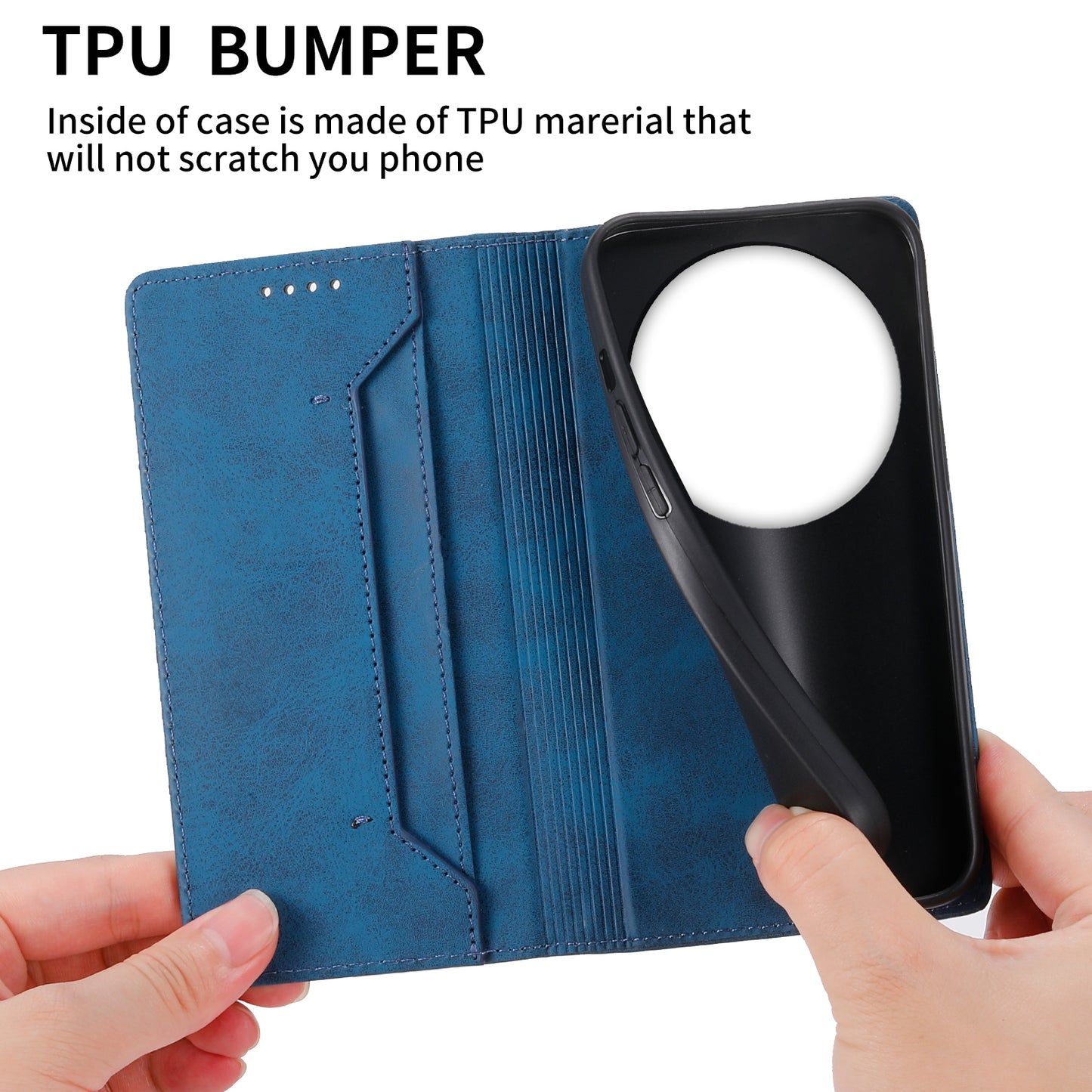 DF-05 For Xiaomi 14 Ultra Case Shockproof PU Leather Business Phone Cover with Stand Function - Blue