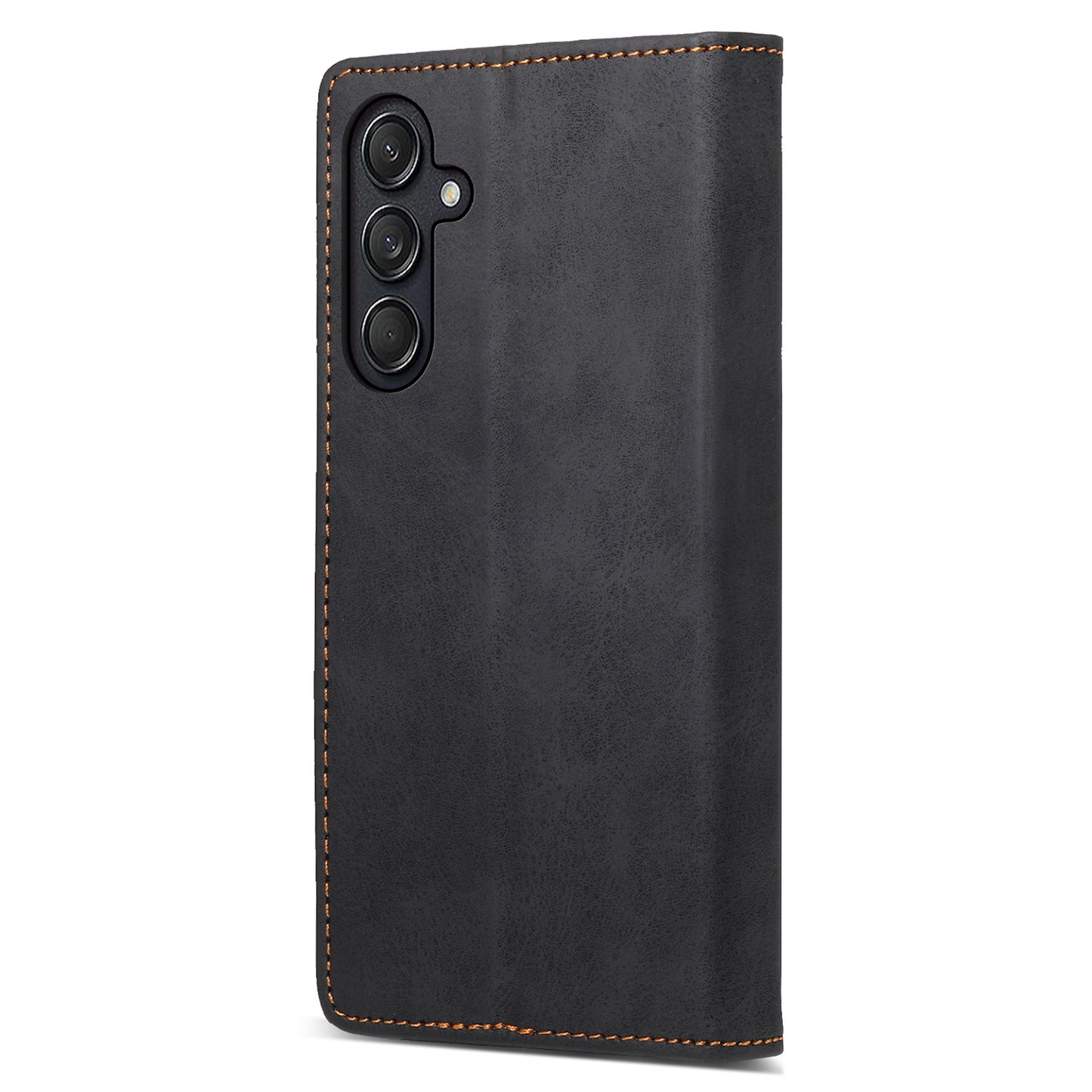 DF-05 For Samsung Galaxy M55 5G Case RFID Blocking Magnetic Closure Leather Phone Cover - Black