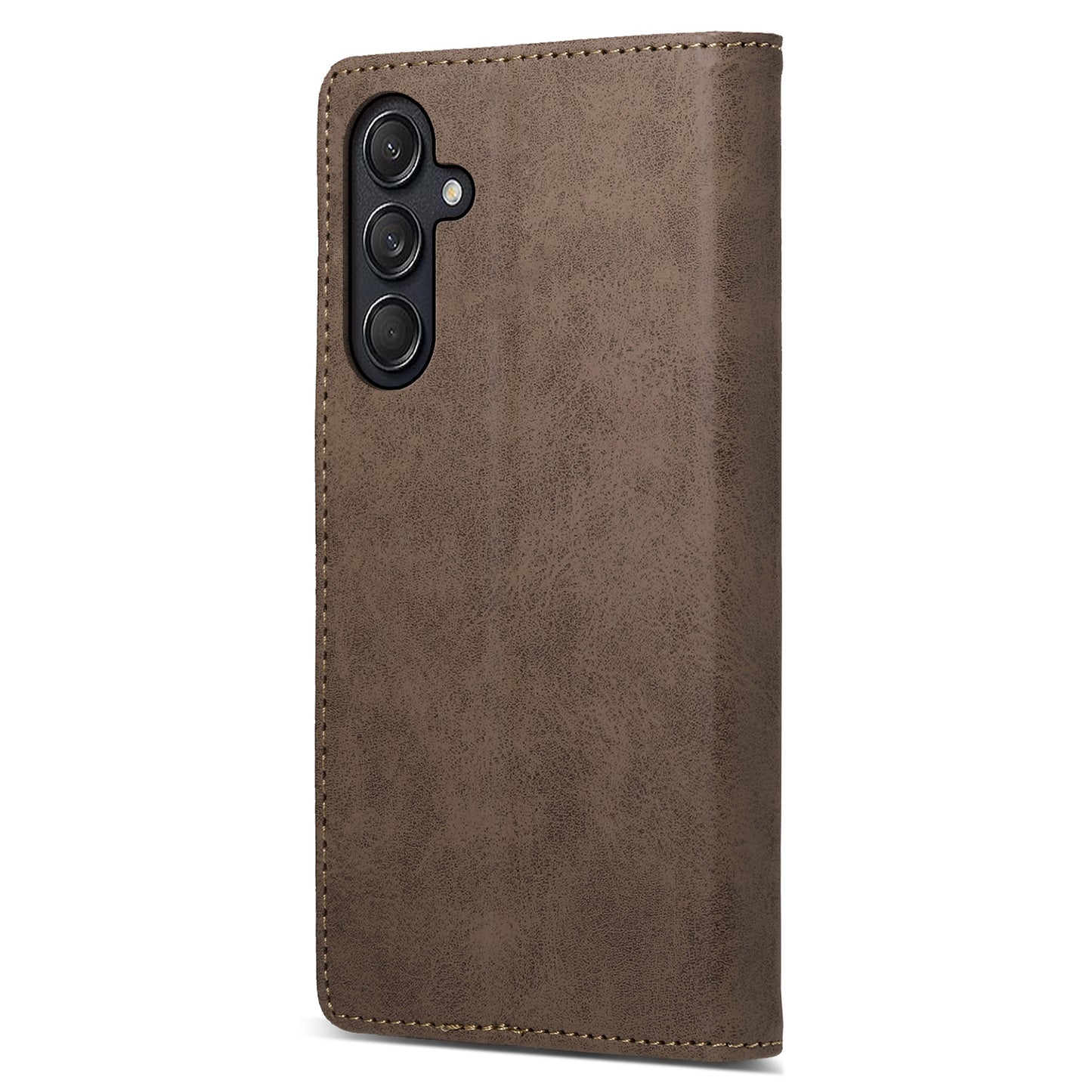 DF-05 For Samsung Galaxy M55 5G Case RFID Blocking Magnetic Closure Leather Phone Cover - Brown