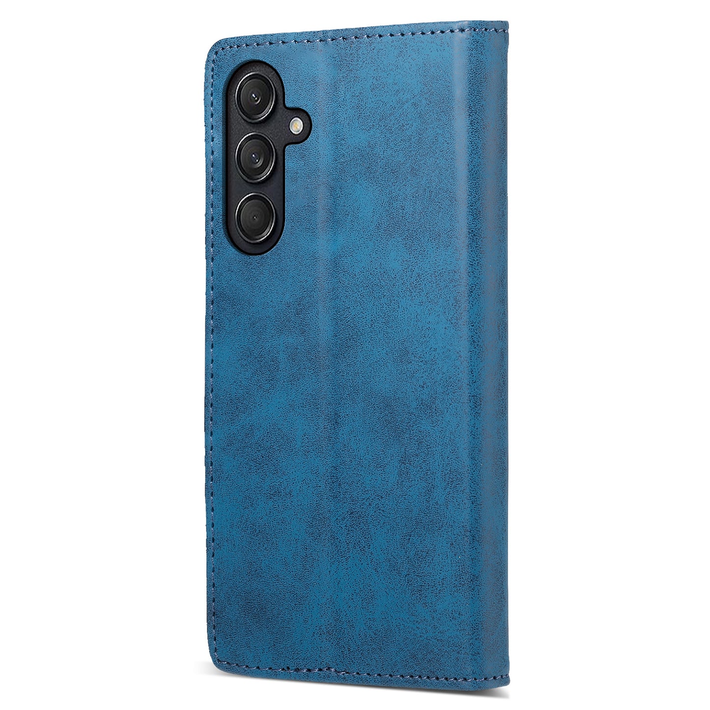 DF-05 For Samsung Galaxy M55 5G Case RFID Blocking Magnetic Closure Leather Phone Cover - Blue
