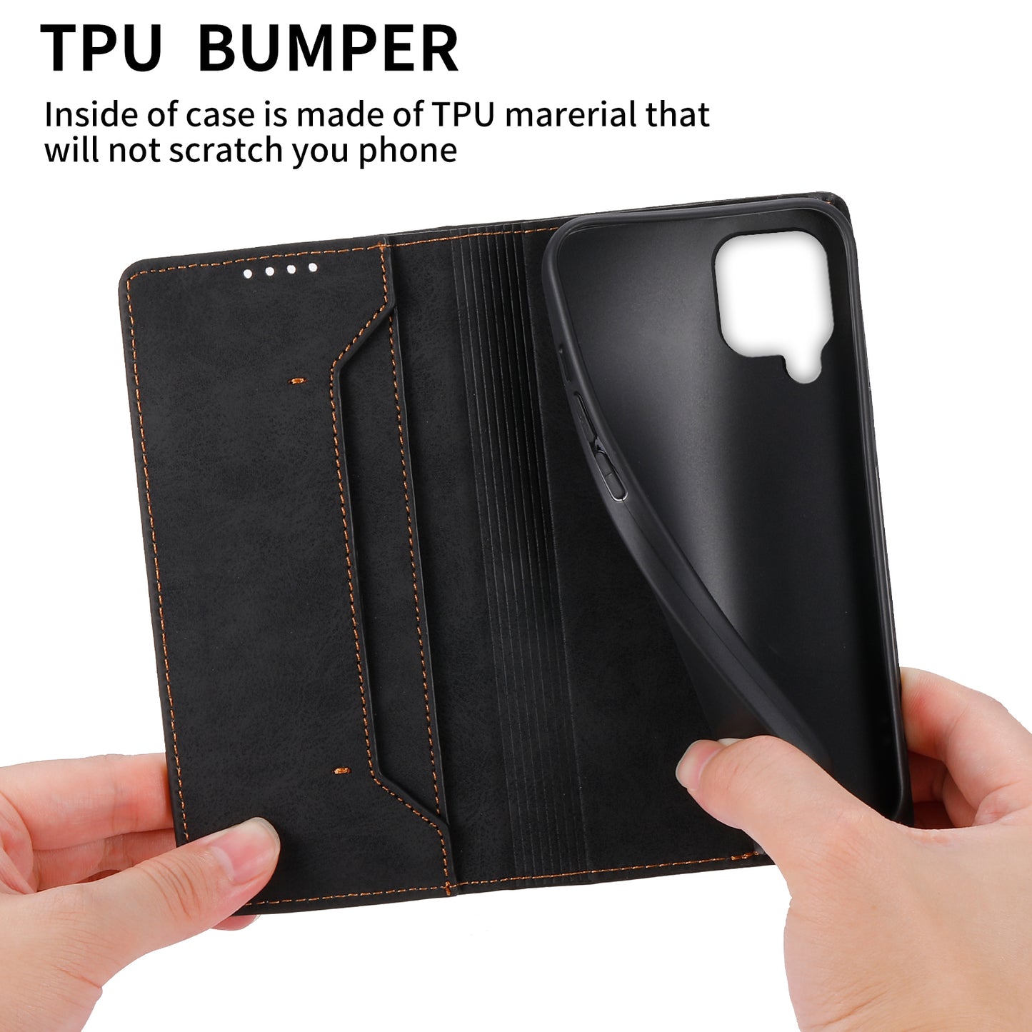 DF-05 For Samsung Galaxy M62 Wallet Case with RFID Blocking PU Leather Magnetic Absorption Phone Cover - Black