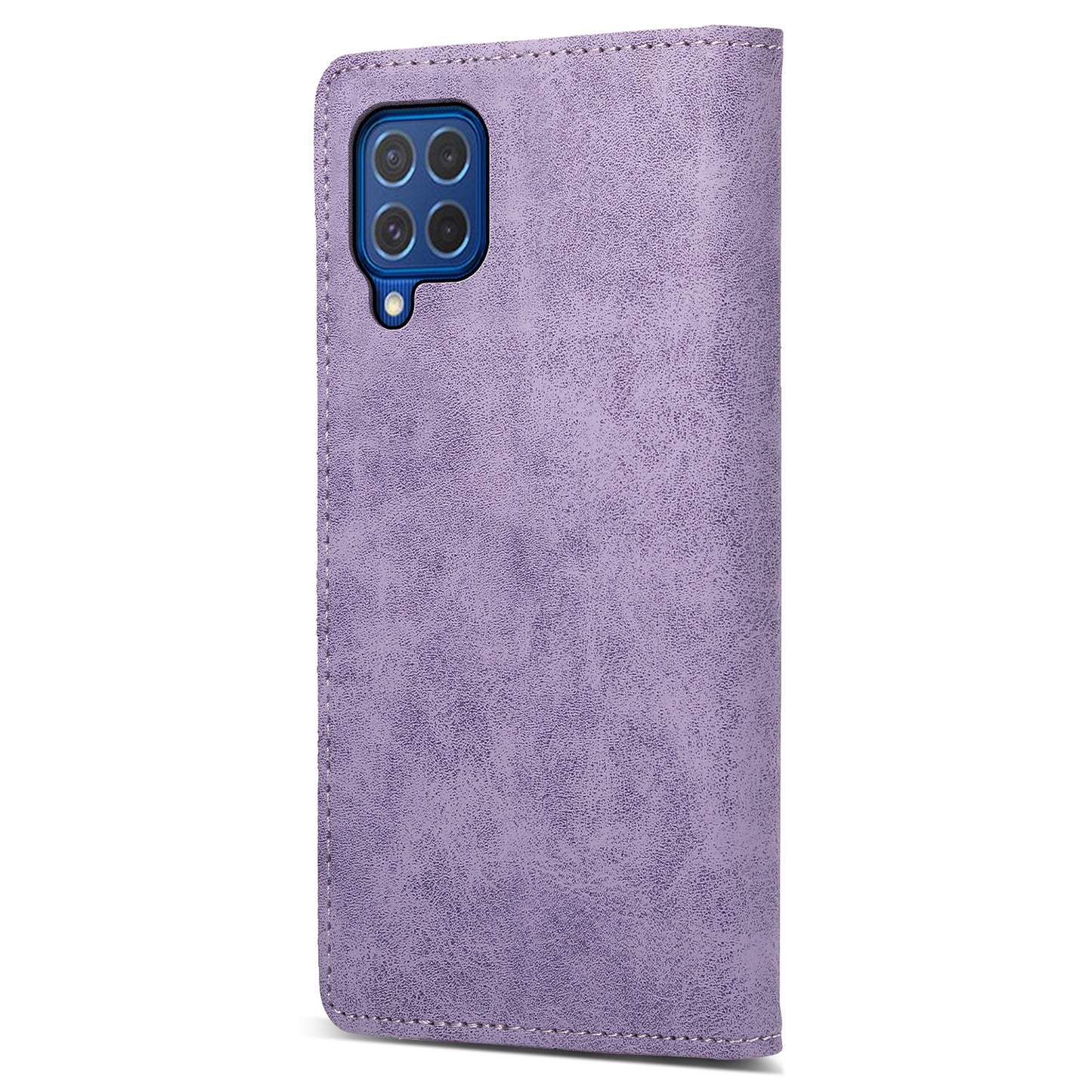 DF-05 For Samsung Galaxy M62 Wallet Case with RFID Blocking PU Leather Magnetic Absorption Phone Cover - Purple