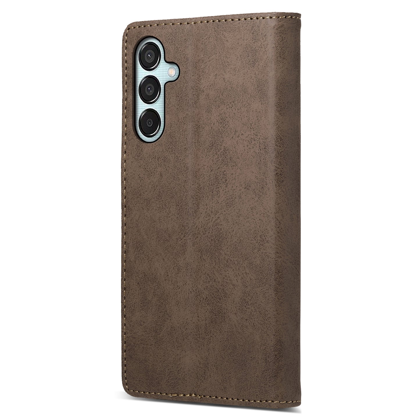 DF-05 For Samsung Galaxy M15 5G / F15 5G Case PU Leather Hidden Magnet Folio Phone Cover - Brown
