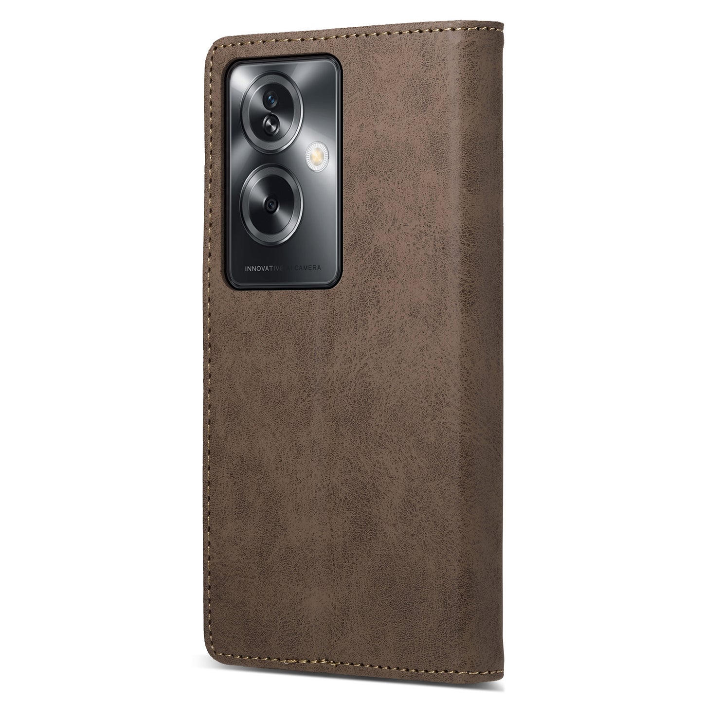 DF-05 For Oppo A2 5G / A79 5G Case RFID Blocking PU Leather Magnetic Closure Flip Phone Cover - Brown