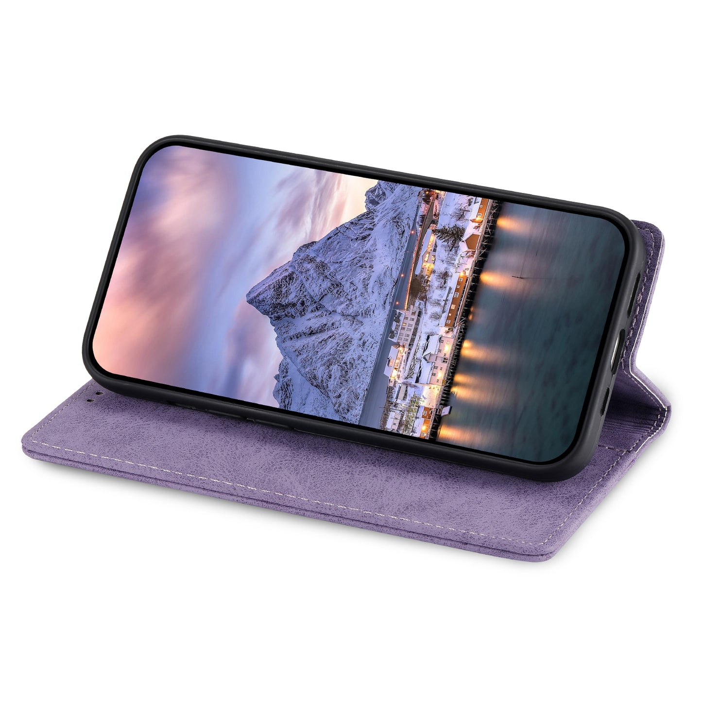 DF-05 For Oppo A2 5G / A79 5G Case RFID Blocking PU Leather Magnetic Closure Flip Phone Cover - Purple