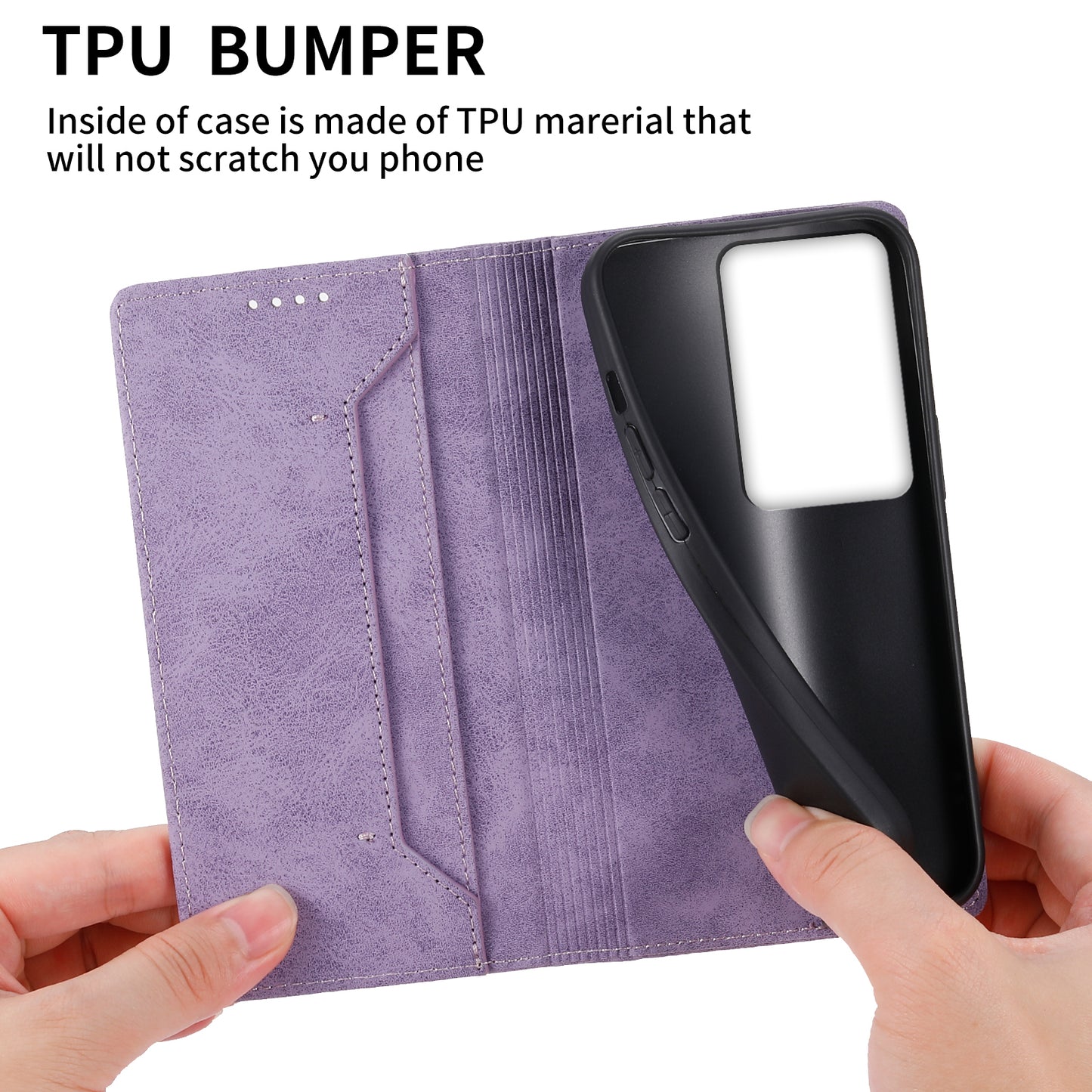 DF-05 For Oppo A2 5G / A79 5G Case RFID Blocking PU Leather Magnetic Closure Flip Phone Cover - Purple