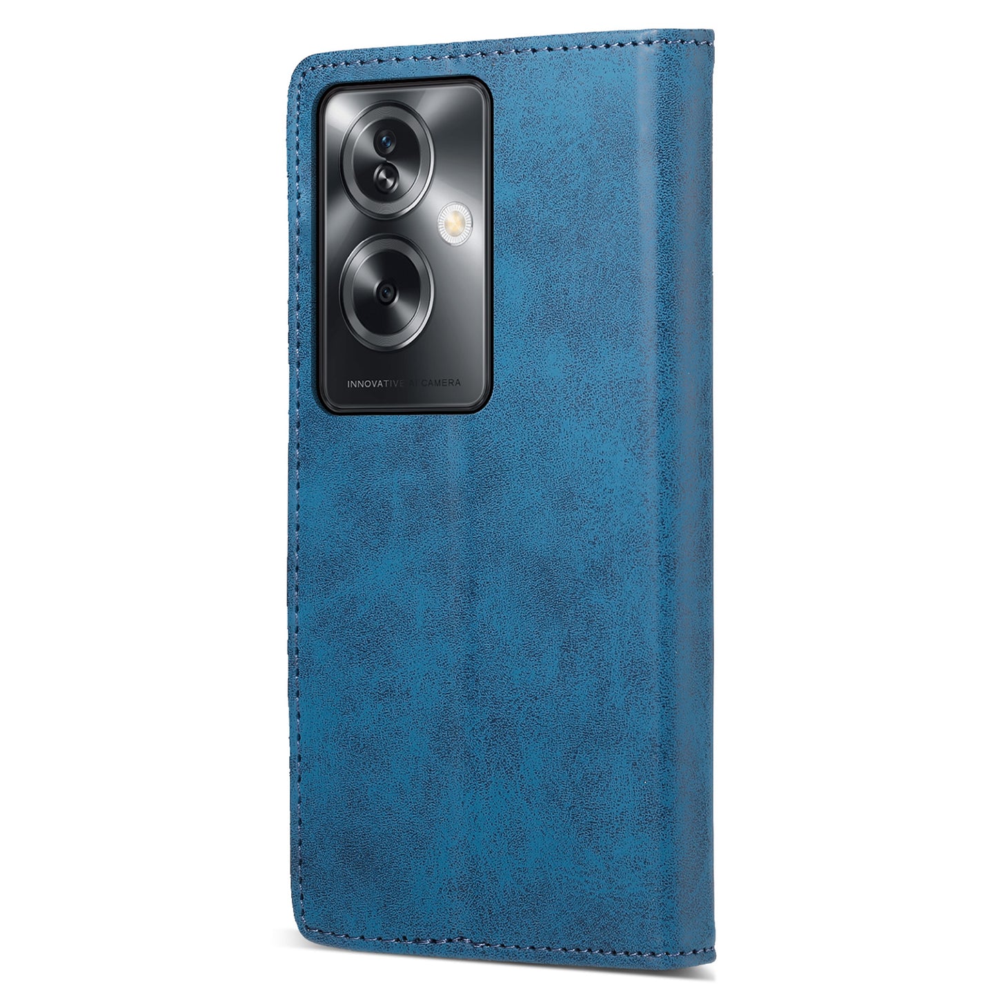 DF-05 For Oppo A2 5G / A79 5G Case RFID Blocking PU Leather Magnetic Closure Flip Phone Cover - Blue