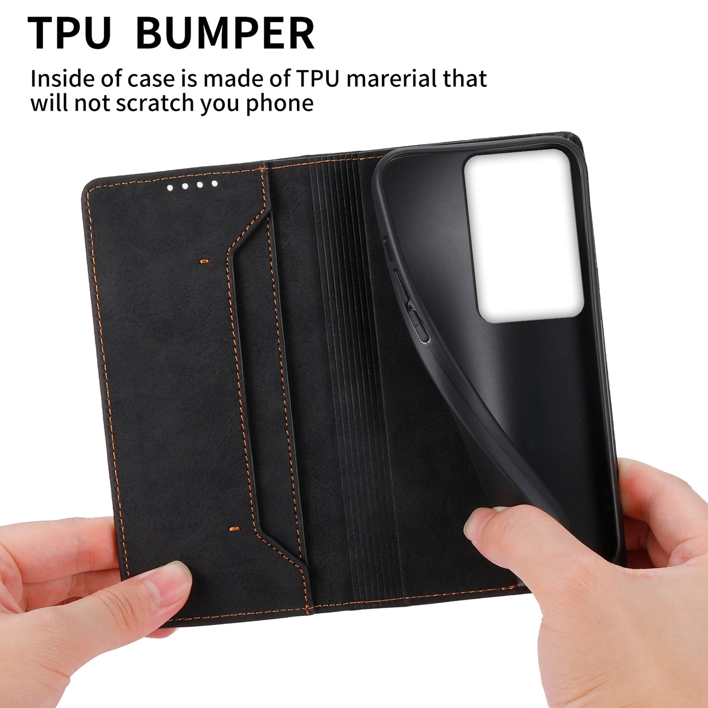 DF-05 For Oppo A2 5G / A79 5G Case RFID Blocking PU Leather Magnetic Closure Flip Phone Cover - Black