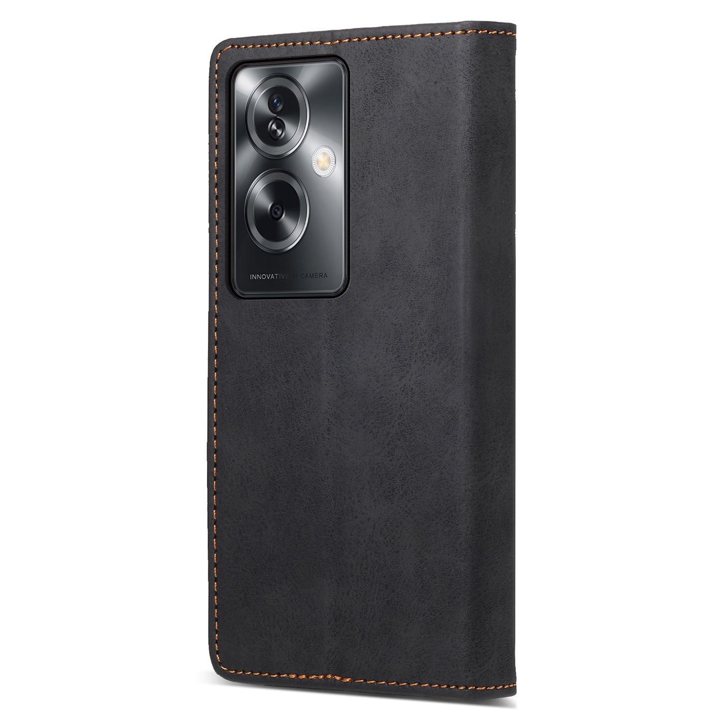 DF-05 For Oppo A2 5G / A79 5G Case RFID Blocking PU Leather Magnetic Closure Flip Phone Cover - Black