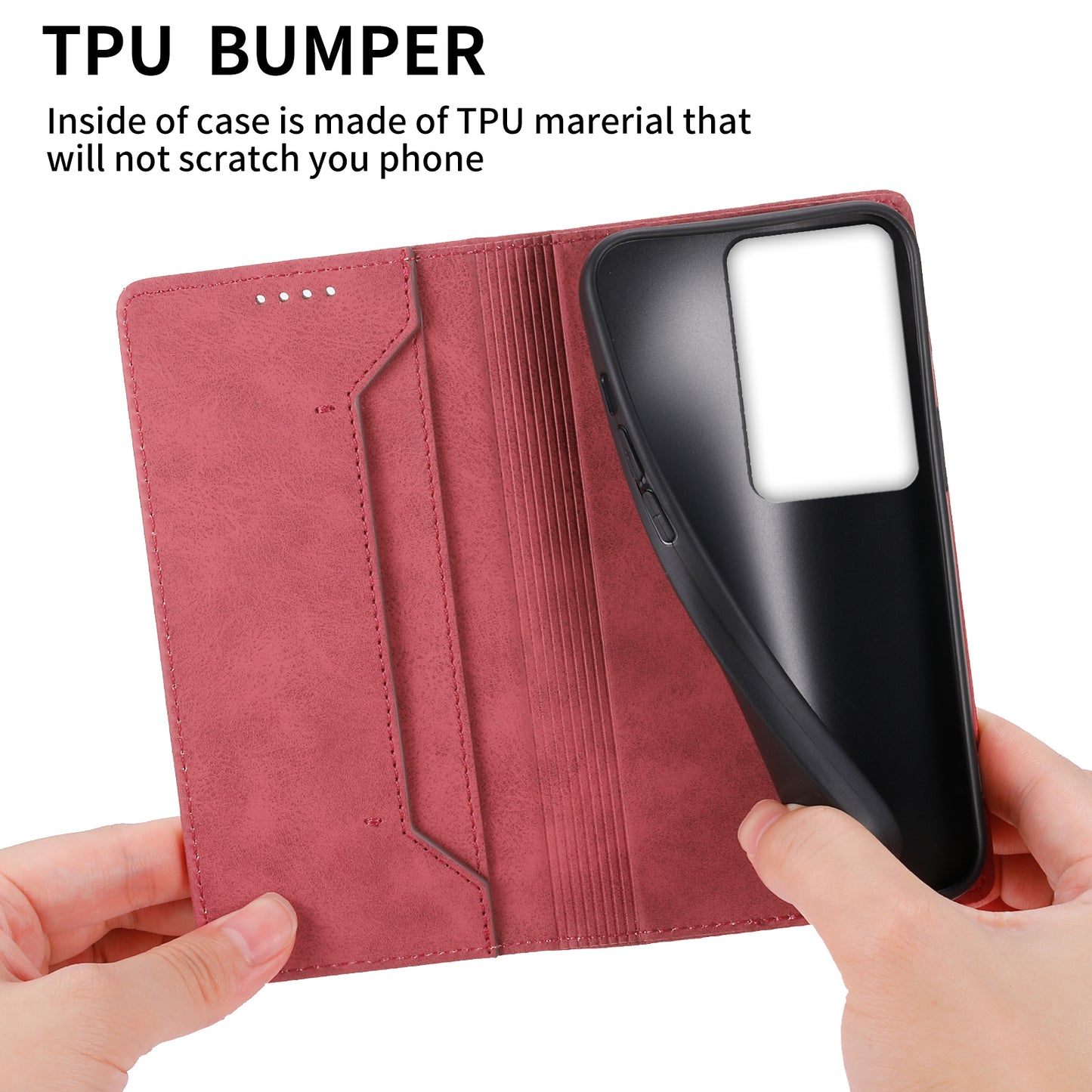 DF-05 For Oppo A2 5G / A79 5G Case RFID Blocking PU Leather Magnetic Closure Flip Phone Cover - Red
