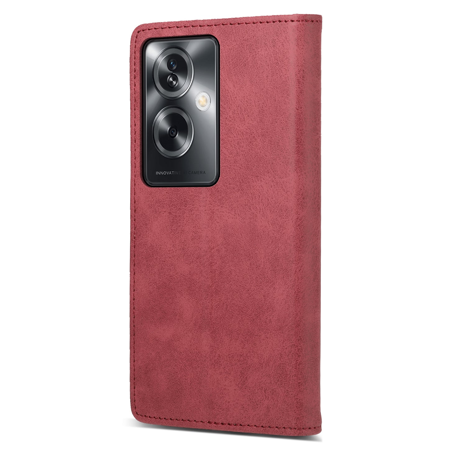 DF-05 For Oppo A2 5G / A79 5G Case RFID Blocking PU Leather Magnetic Closure Flip Phone Cover - Red