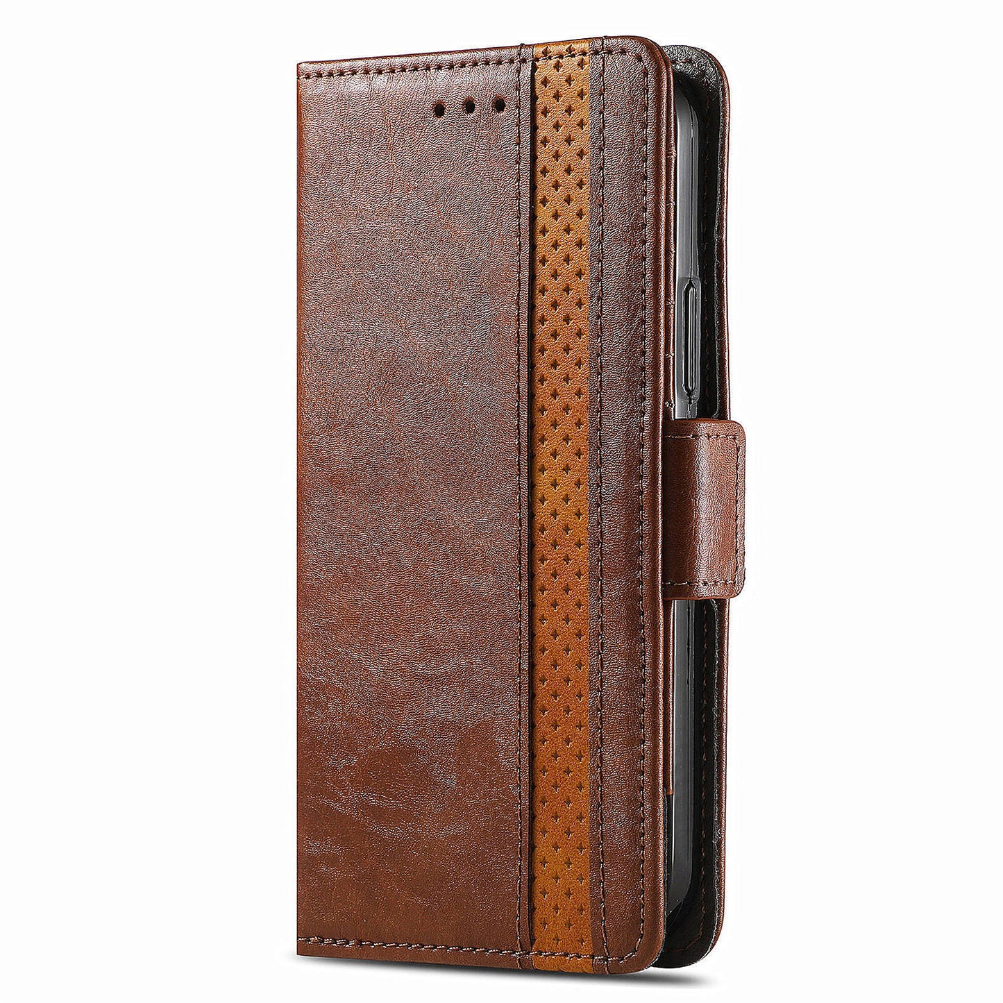 CASENEO 002 Series For Oppo Reno11 Pro 5G (Global) Leather Case Wallet Design Splicing Smart Phone Cover - Dark Brown