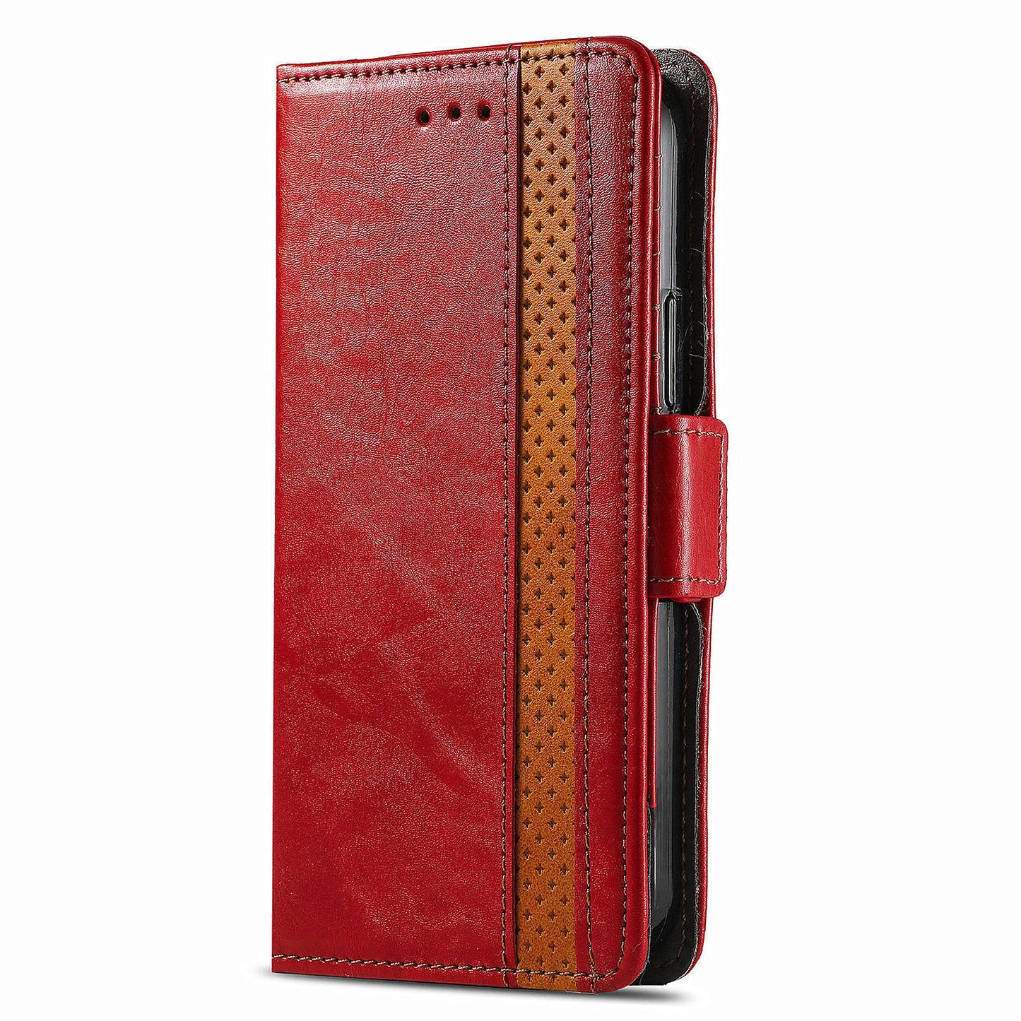 CASENEO 002 Series For Oppo Reno11 Pro 5G (Global) Leather Case Wallet Design Splicing Smart Phone Cover - Red