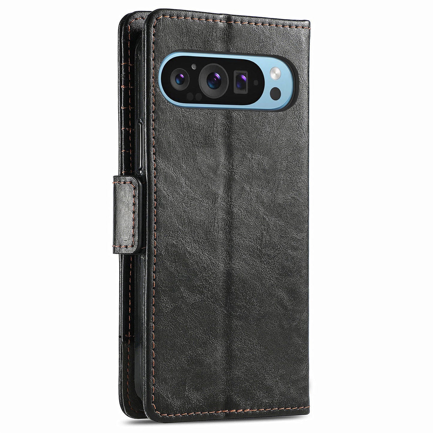 CASENEO 002 Series For Google Pixel 9 Pro Case Splicing Leather Wallet Phone Cover - Black