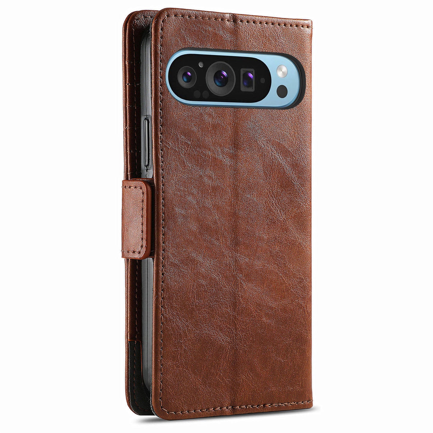 CASENEO 002 Series For Google Pixel 9 Wallet Phone Case Leather Flip Cover Mobile Accessories Wholesale - Dark Brown