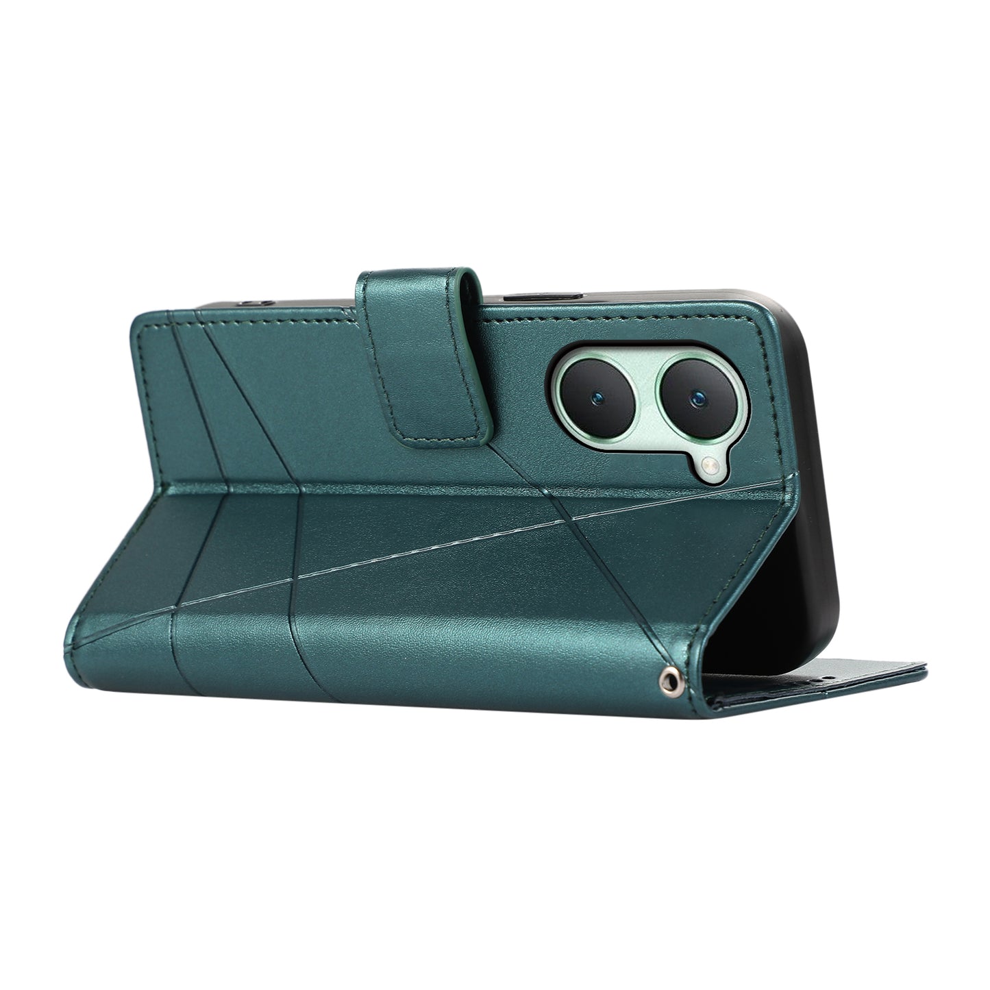 DF-06 For vivo Y03 Phone Case Line Imprinted Leather Cover Cell Phone Parts Wholesale - Green