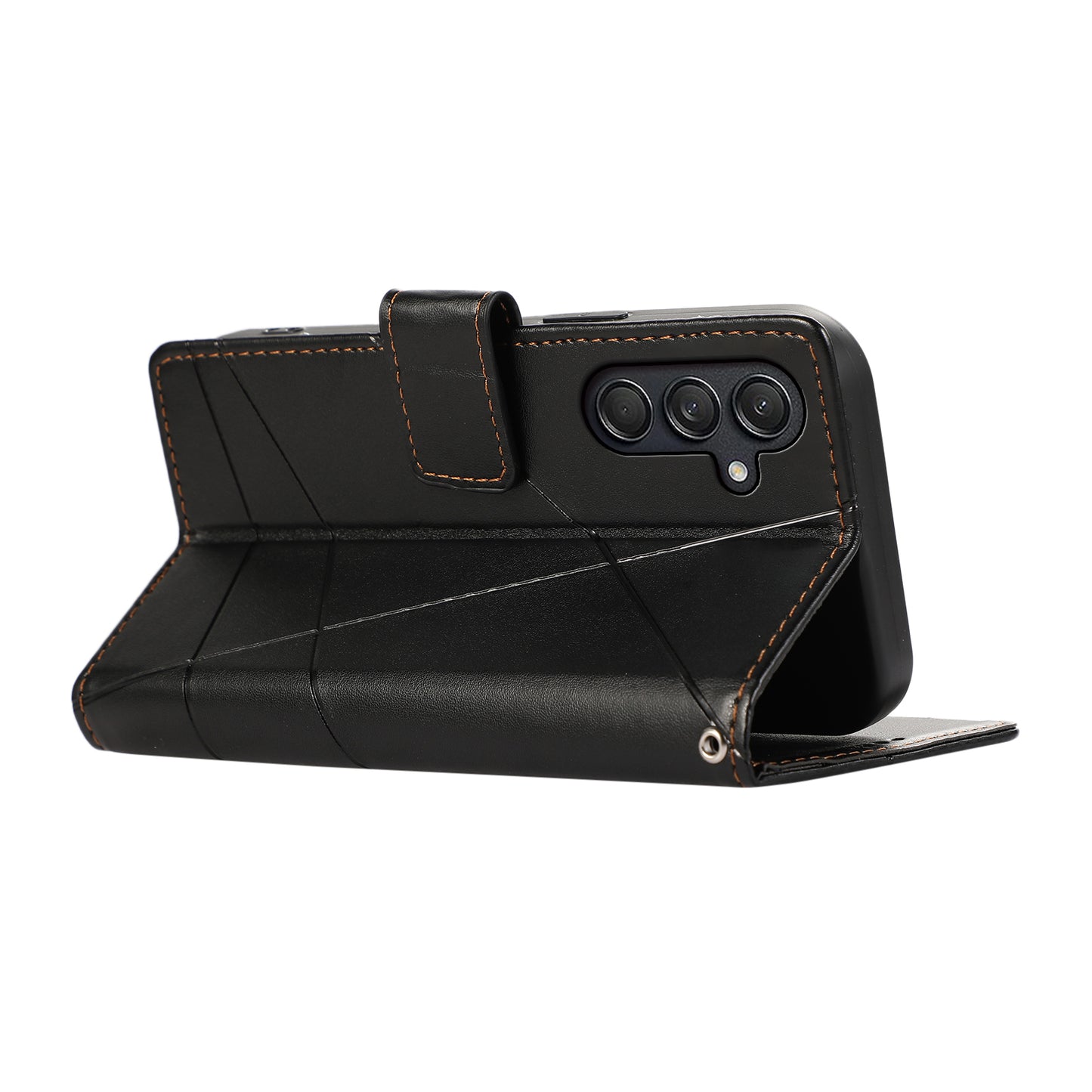 DF-06 For Samsung Galaxy M55 5G Case Line Imprint Leather Bump Proof Cover Cell Phone Accessory Wholesale - Black