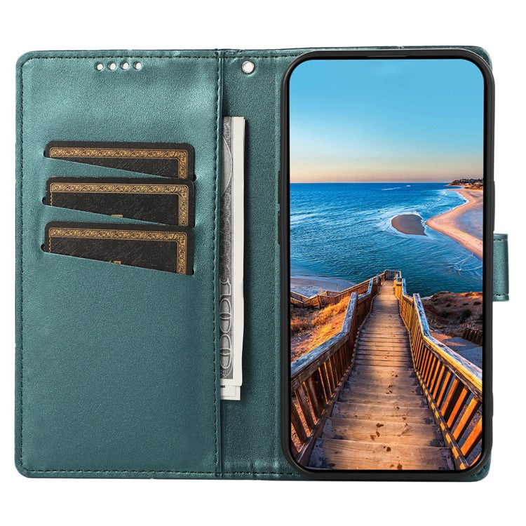DF-06 For Samsung Galaxy M55 5G / C55 5G / F55 5G Case Line Imprint Leather Bump Proof Cover Cell Phone Accessory Wholesale - Green