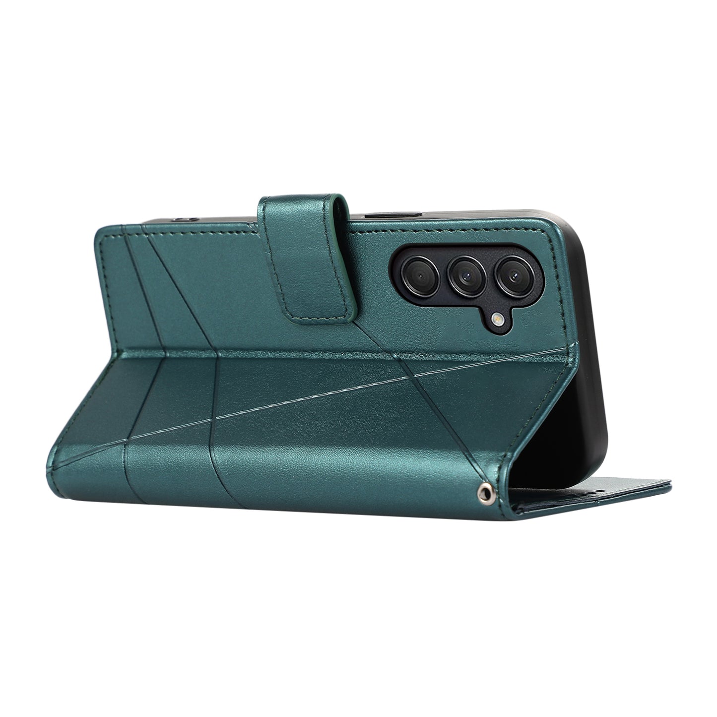 DF-06 For Samsung Galaxy M55 5G Case Line Imprint Leather Bump Proof Cover Cell Phone Accessory Wholesale - Green